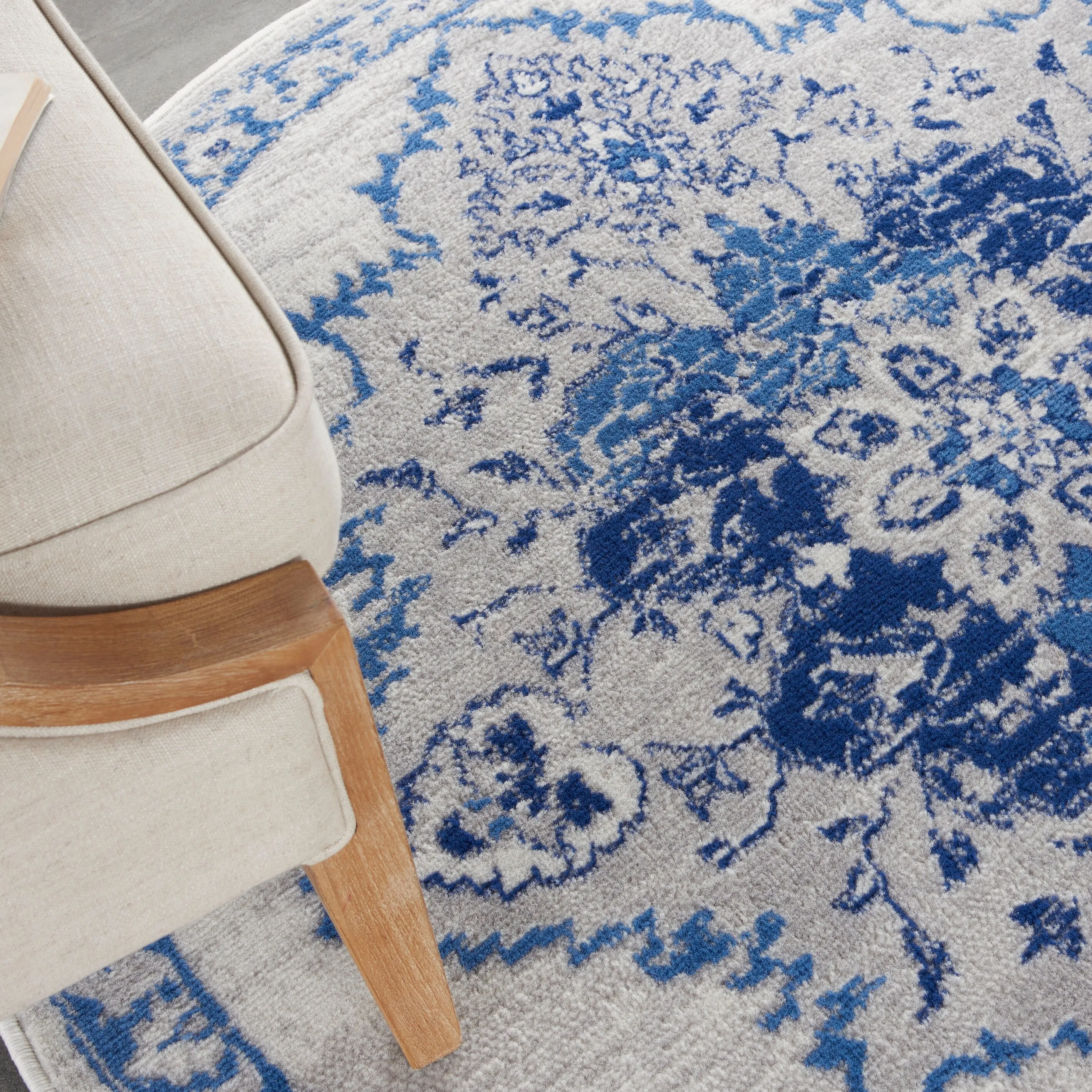 Nourison Whimsicle Persian Medallion Ivory Blue Area Rug