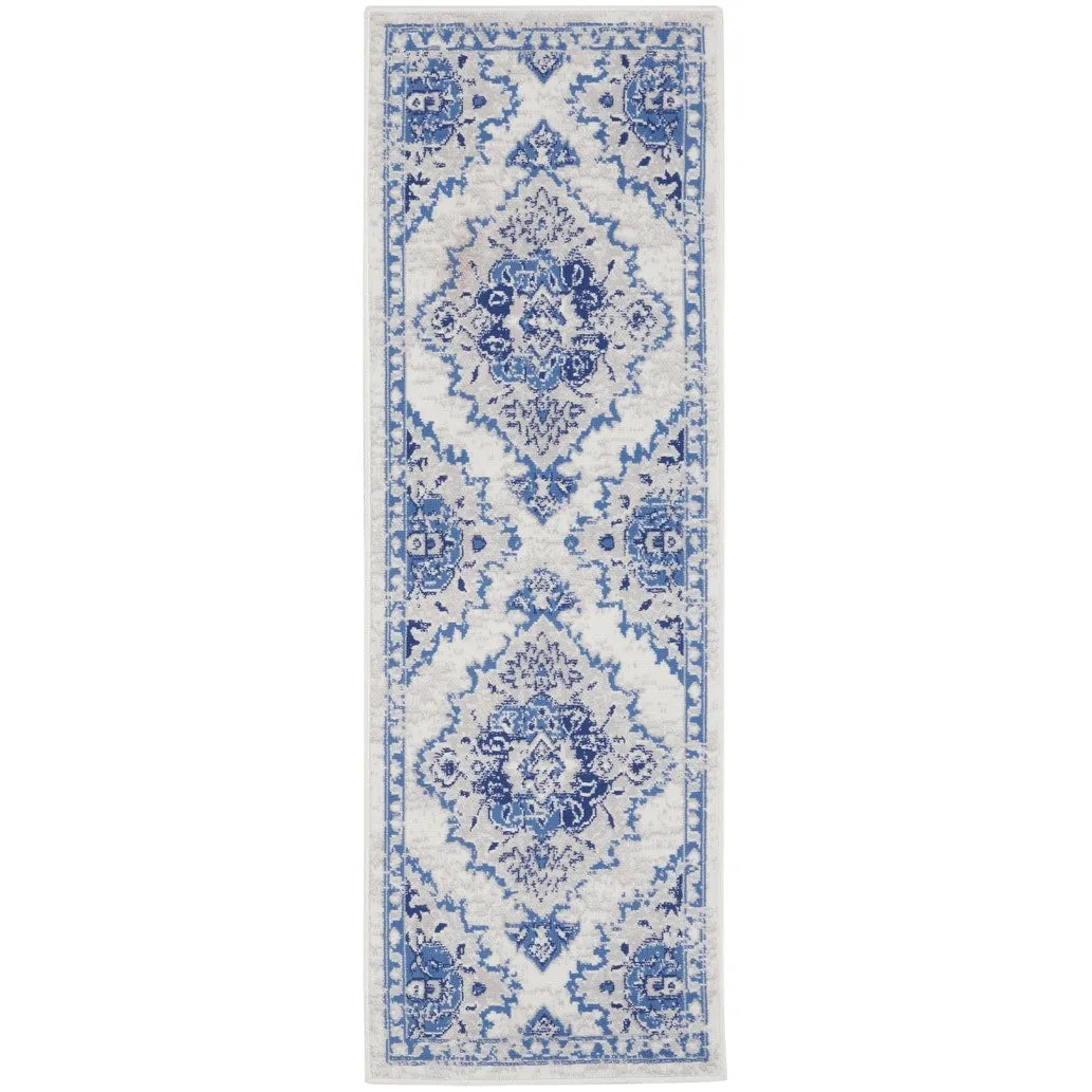 Nourison Whimsicle Persian Medallion Ivory Blue Area Rug