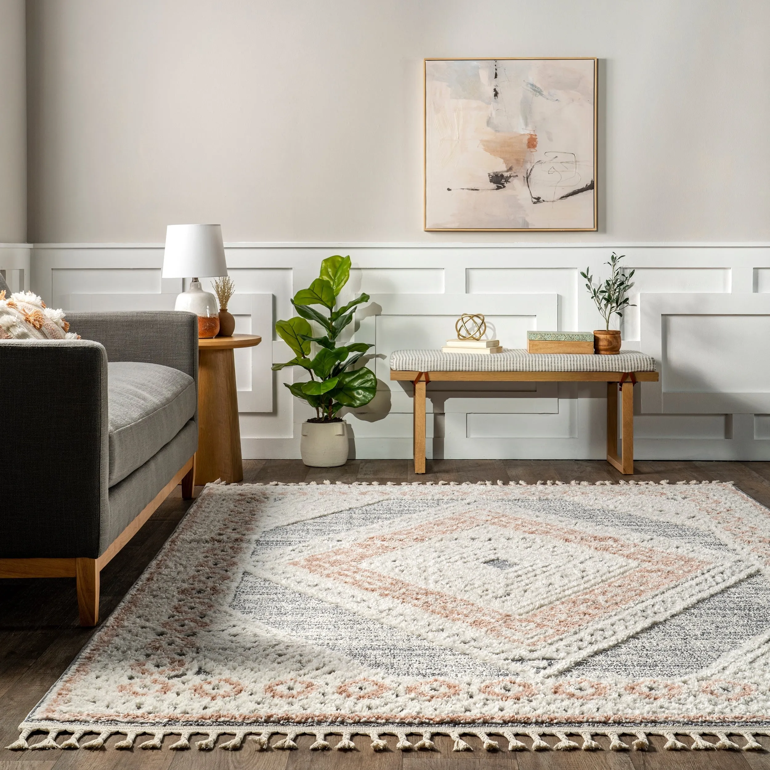 Nuloom Acacia Raised Diamond Tasseled Area Rug