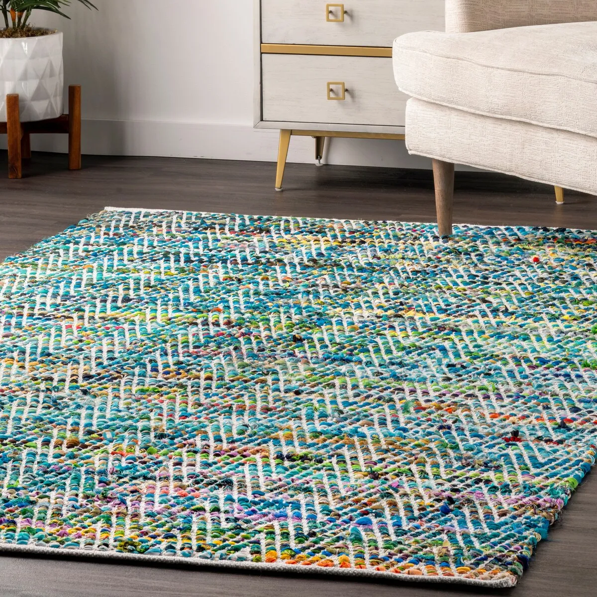 Nuloom Boho Handmade Flatweave Chevron Cotton Rug