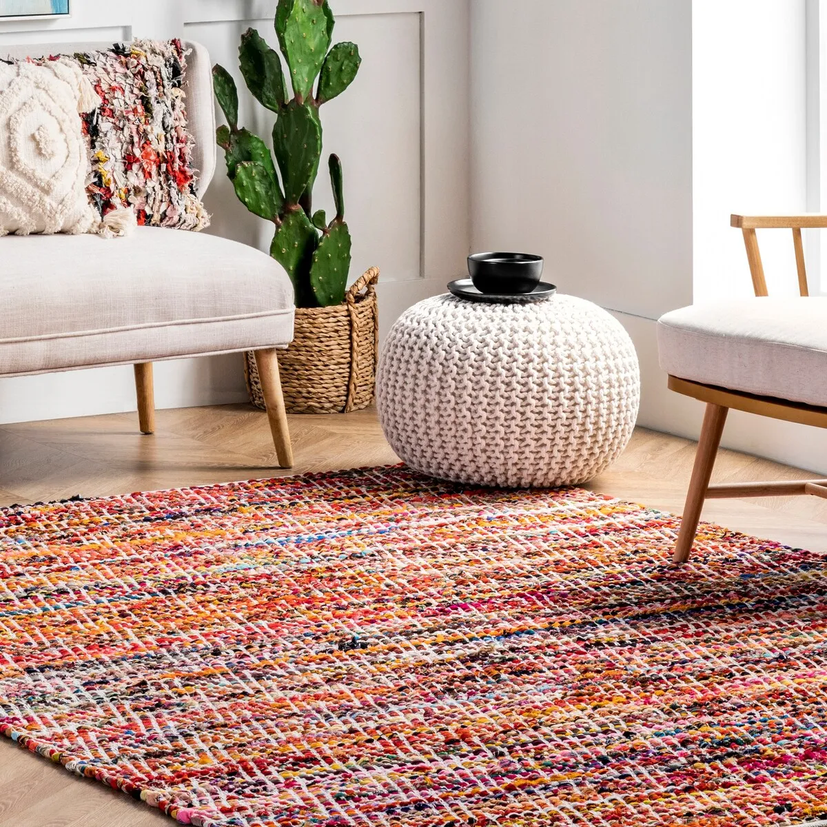Nuloom Boho Handmade Flatweave Chevron Cotton Rug