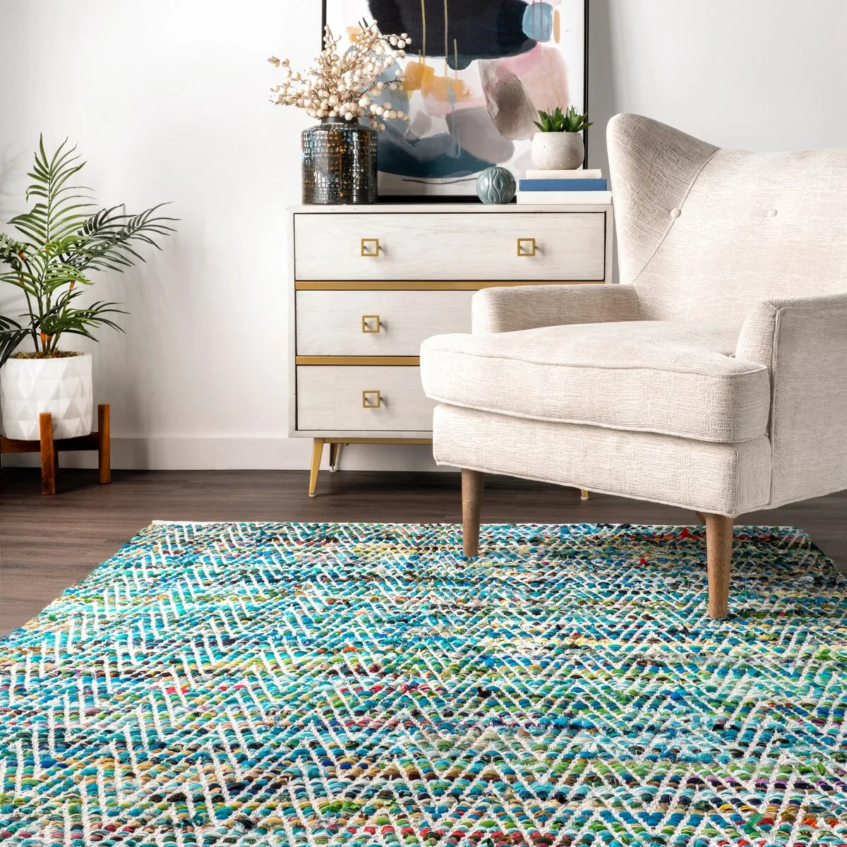 Nuloom Boho Handmade Flatweave Chevron Cotton Rug