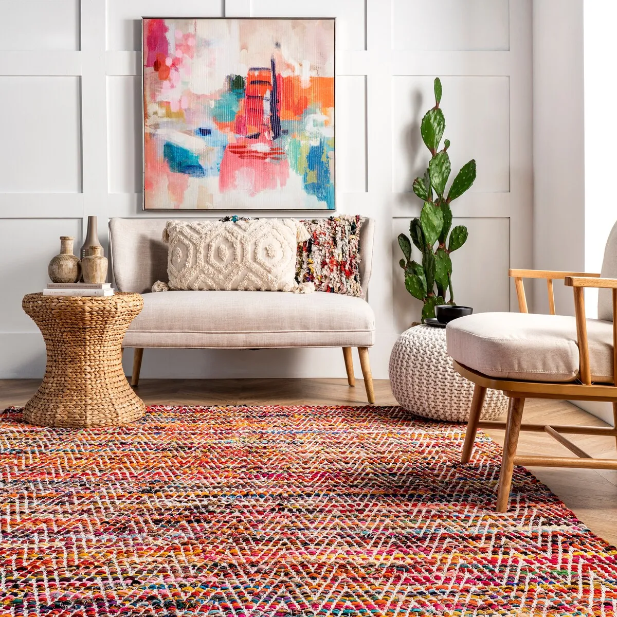 Nuloom Boho Handmade Flatweave Chevron Cotton Rug