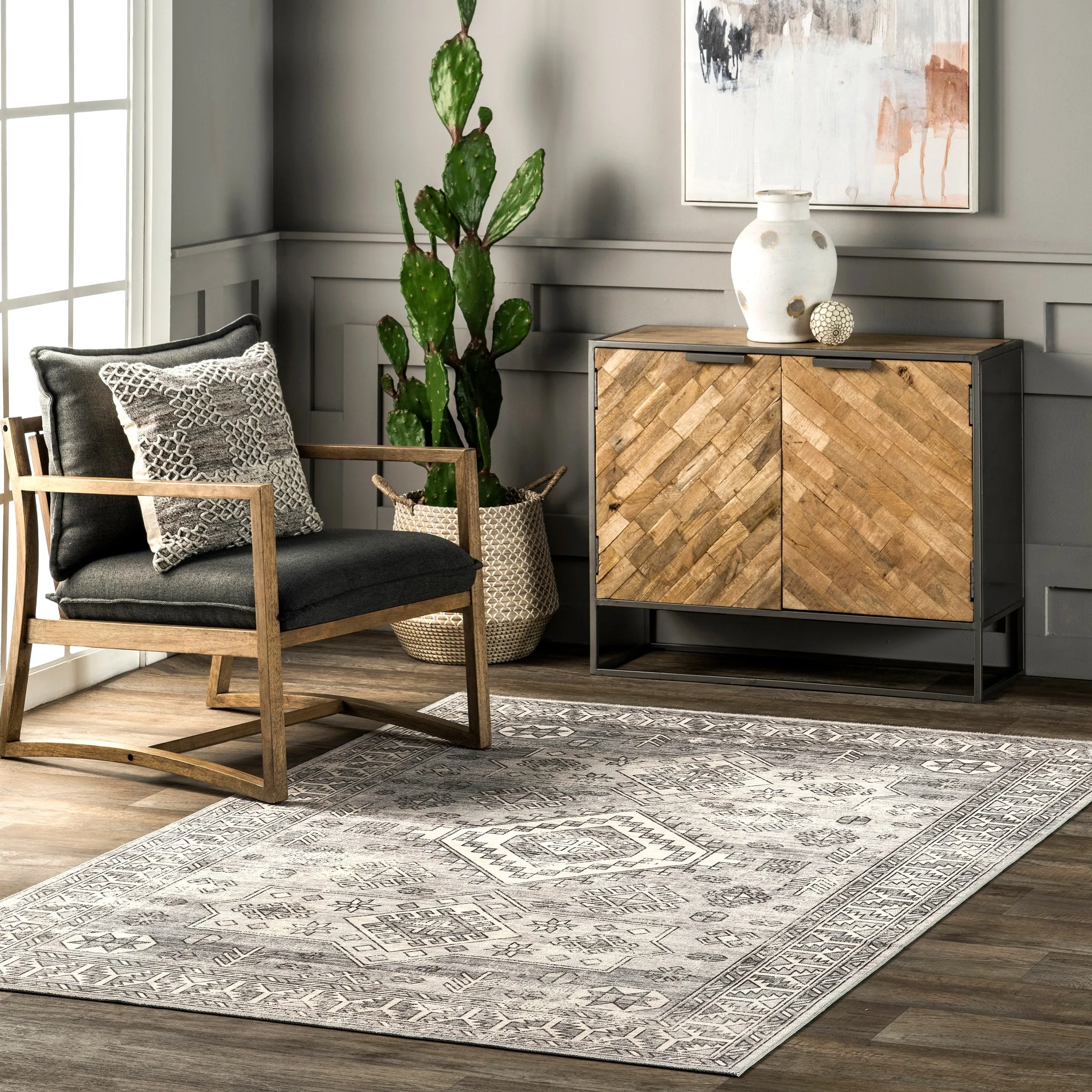 Nuloom Bowie SpinClean Machine Washable Tribal Pattern Area Rug