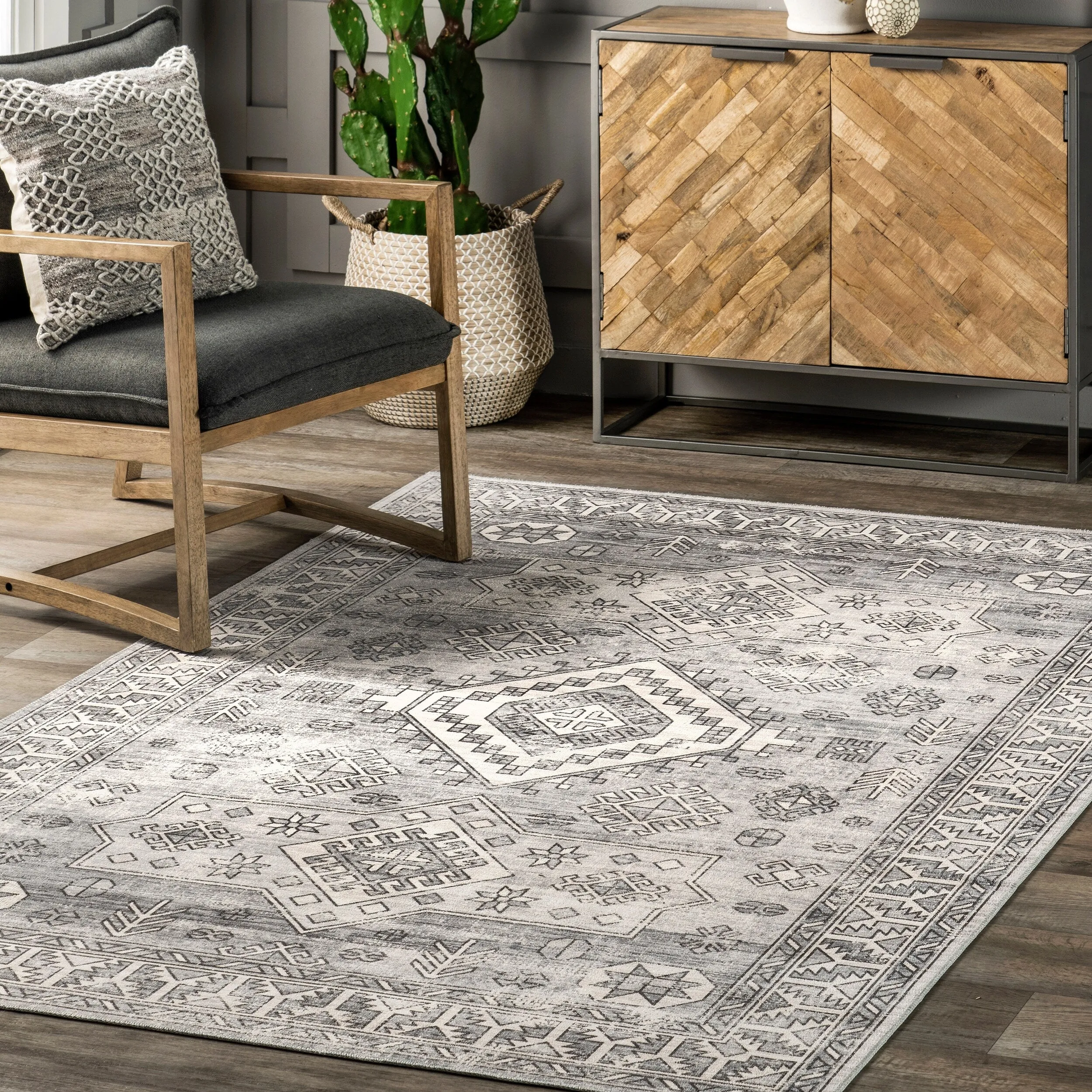 Nuloom Bowie SpinClean Machine Washable Tribal Pattern Area Rug