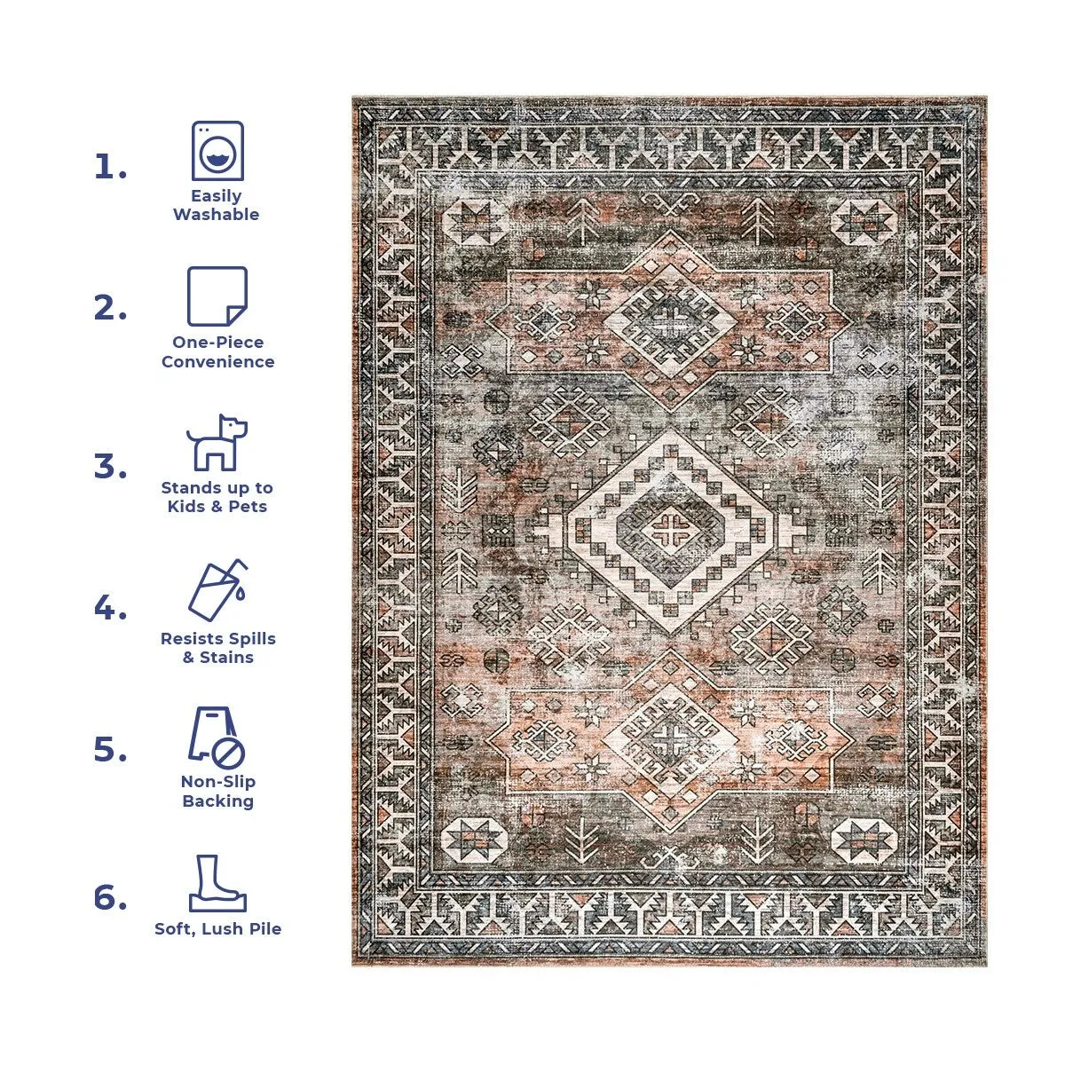 Nuloom Bowie SpinClean Machine Washable Tribal Pattern Area Rug