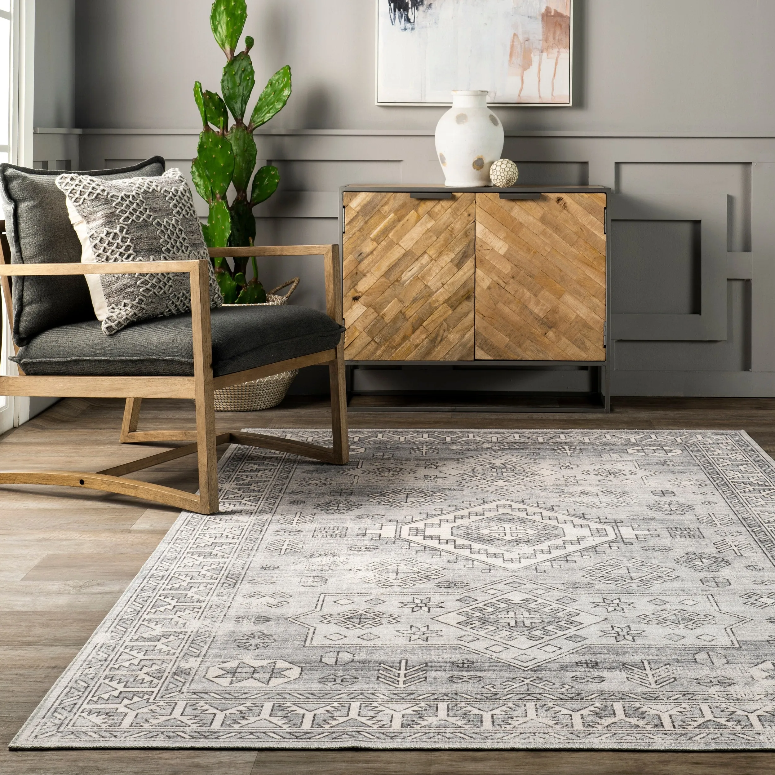 Nuloom Bowie SpinClean Machine Washable Tribal Pattern Area Rug