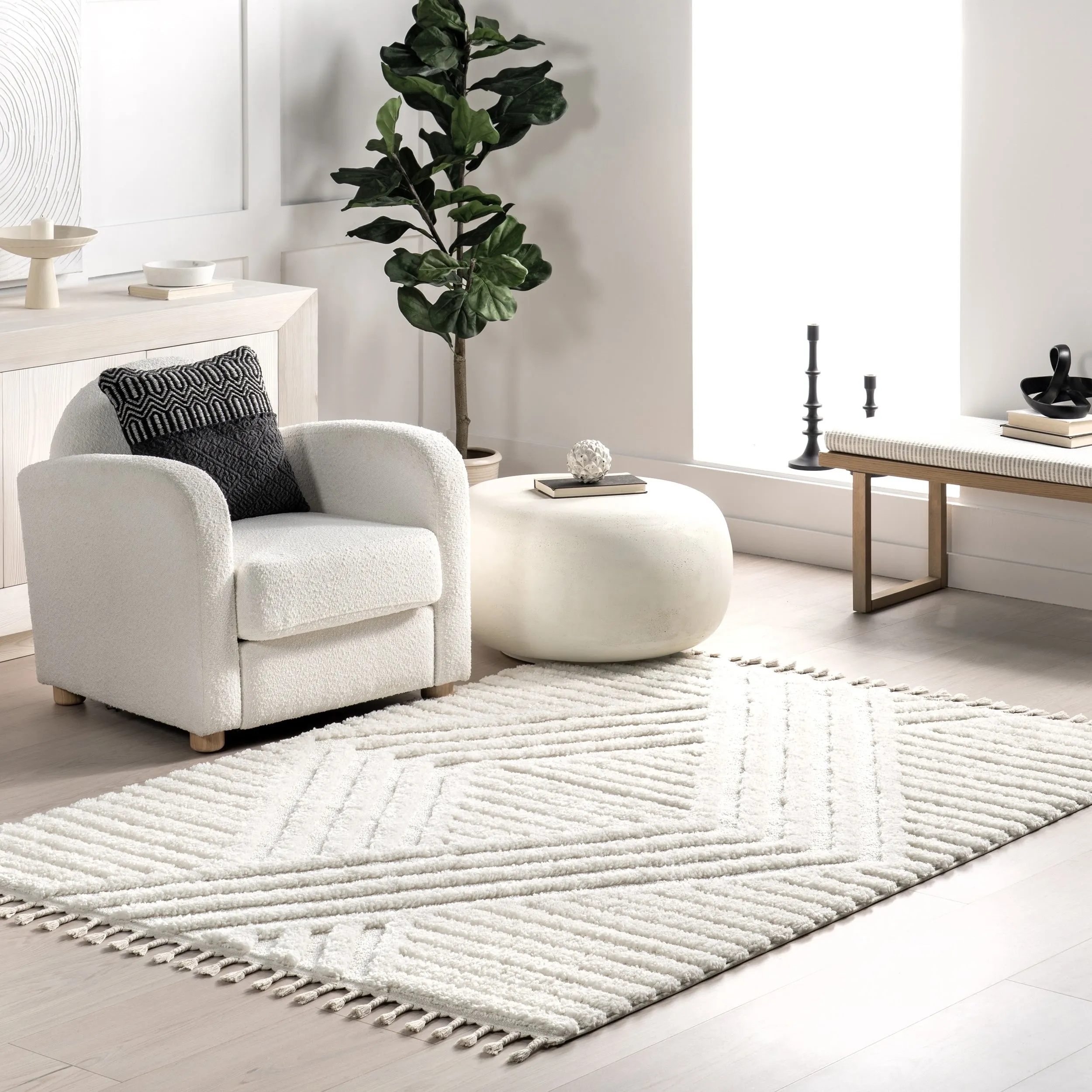 Nuloom Briella High-Low Geometric Shag Area Rug