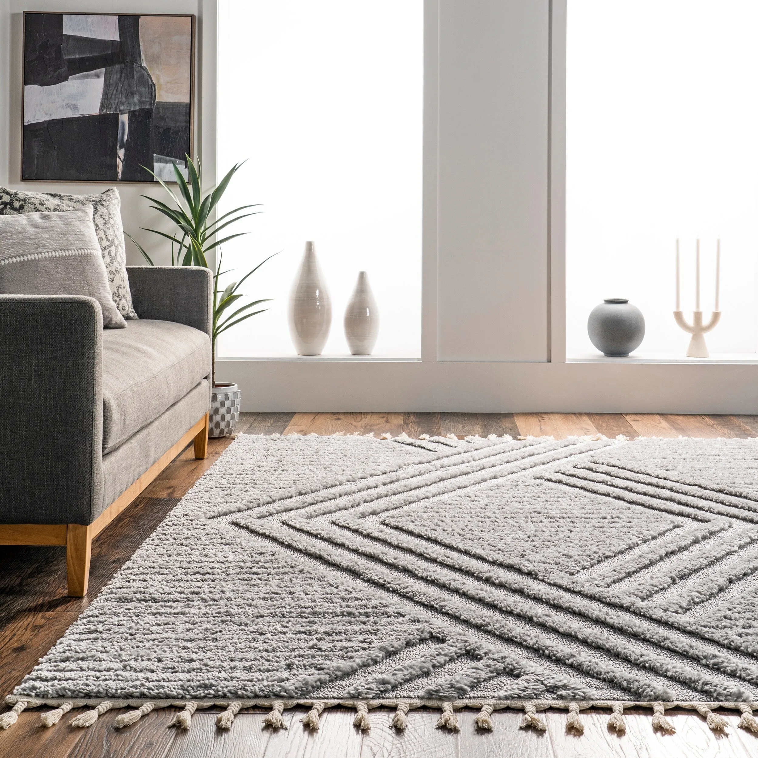 Nuloom Briella High-Low Geometric Shag Area Rug