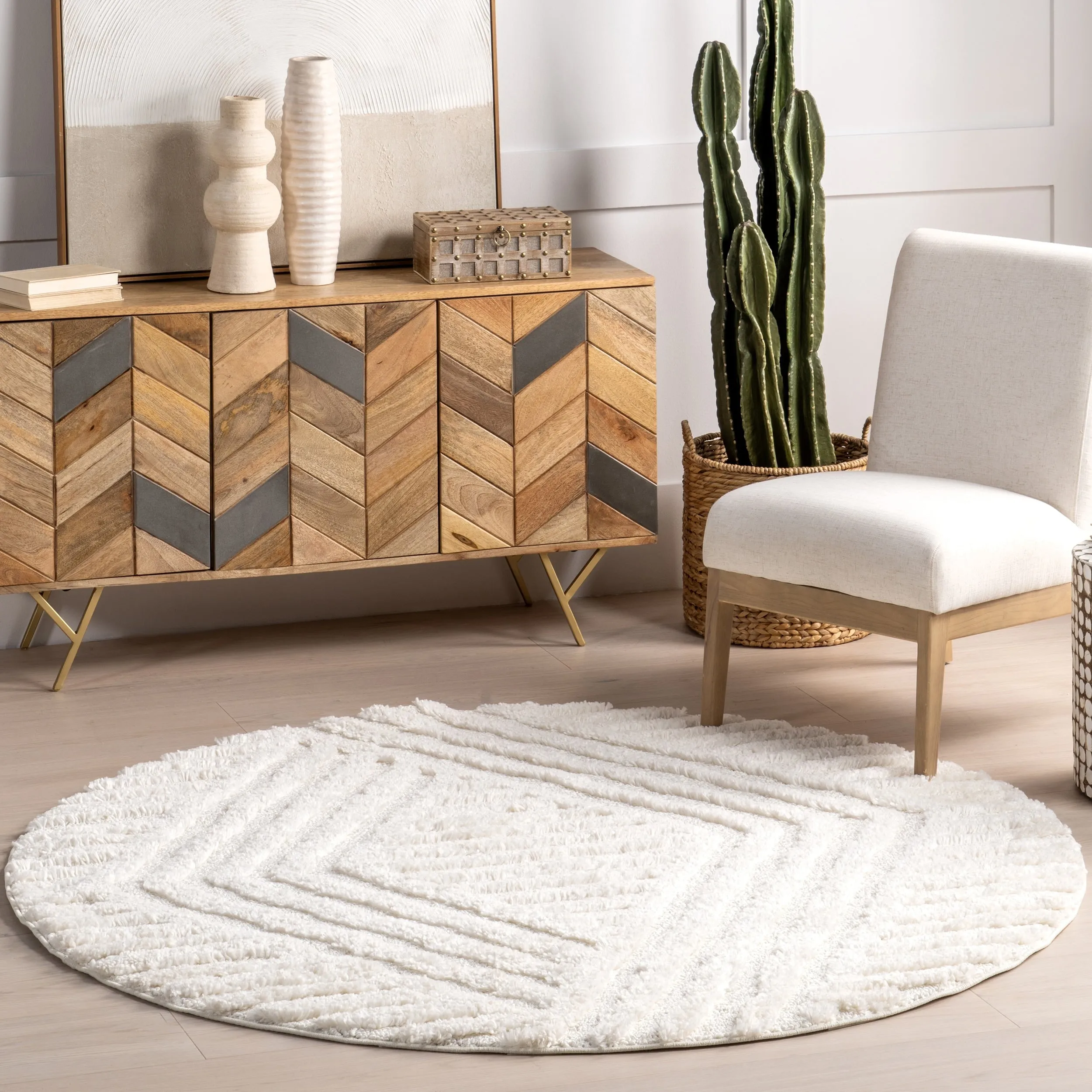 Nuloom Briella High-Low Geometric Shag Area Rug