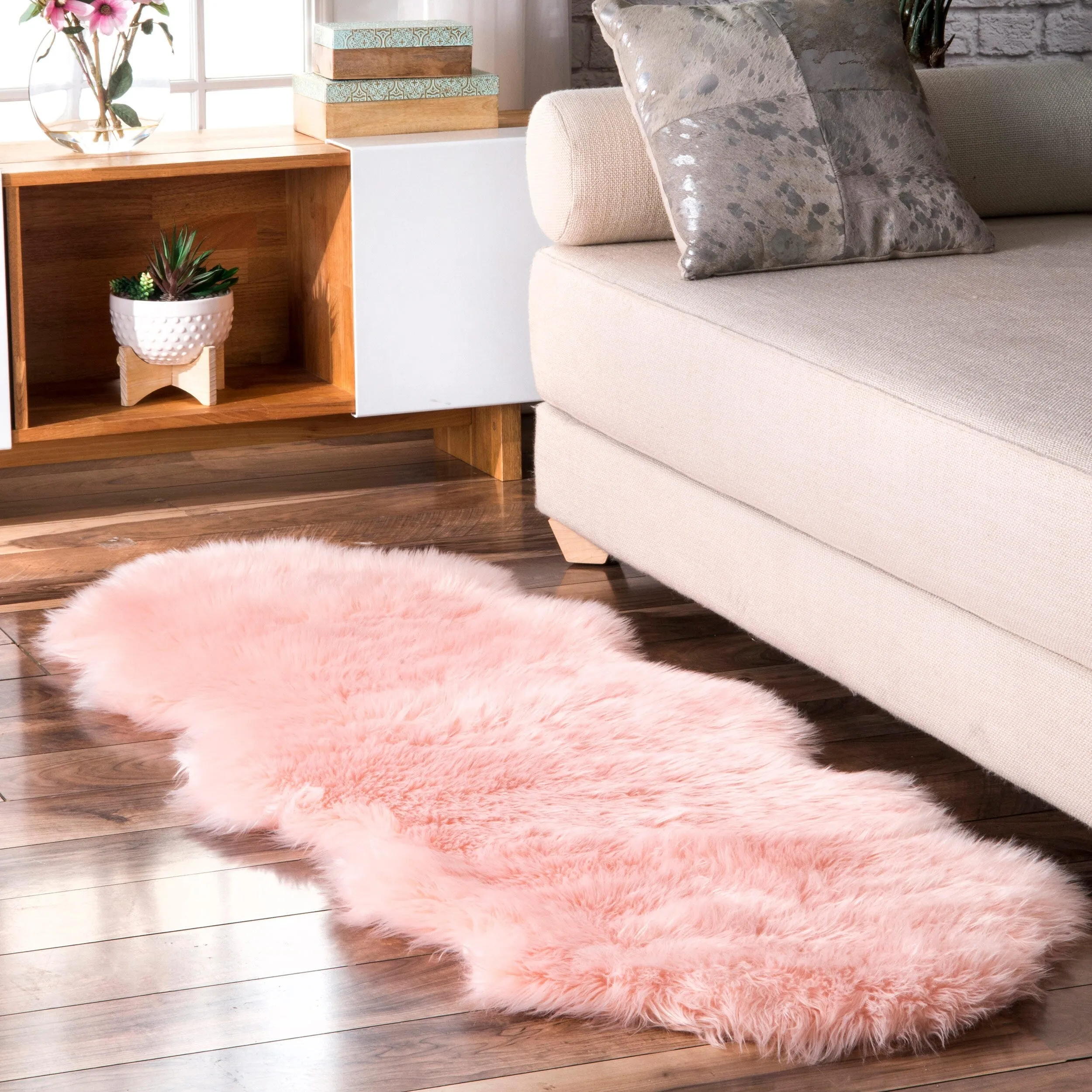 Nuloom Double Faux Flokati Sheepskin Shag Runner Rug
