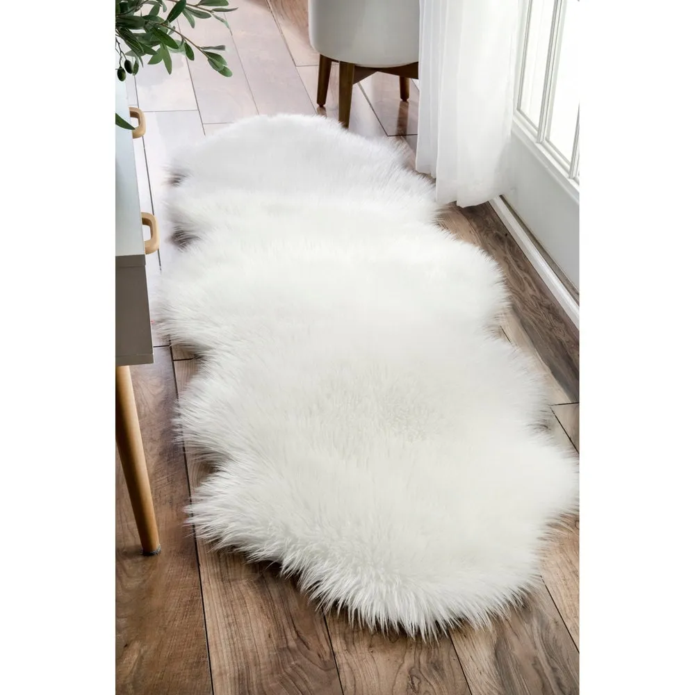 Nuloom Double Faux Flokati Sheepskin Shag Runner Rug
