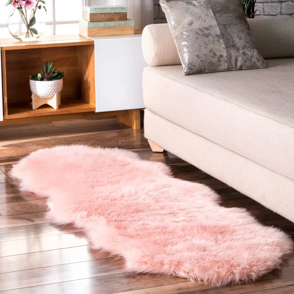 Nuloom Double Faux Flokati Sheepskin Shag Runner Rug