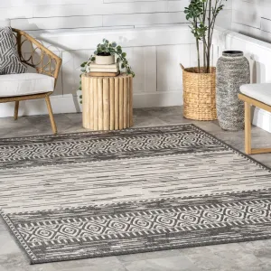 Nuloom Grey Luxurious Contemporary Tribal Style Indoor/ Outdoor Area Rug