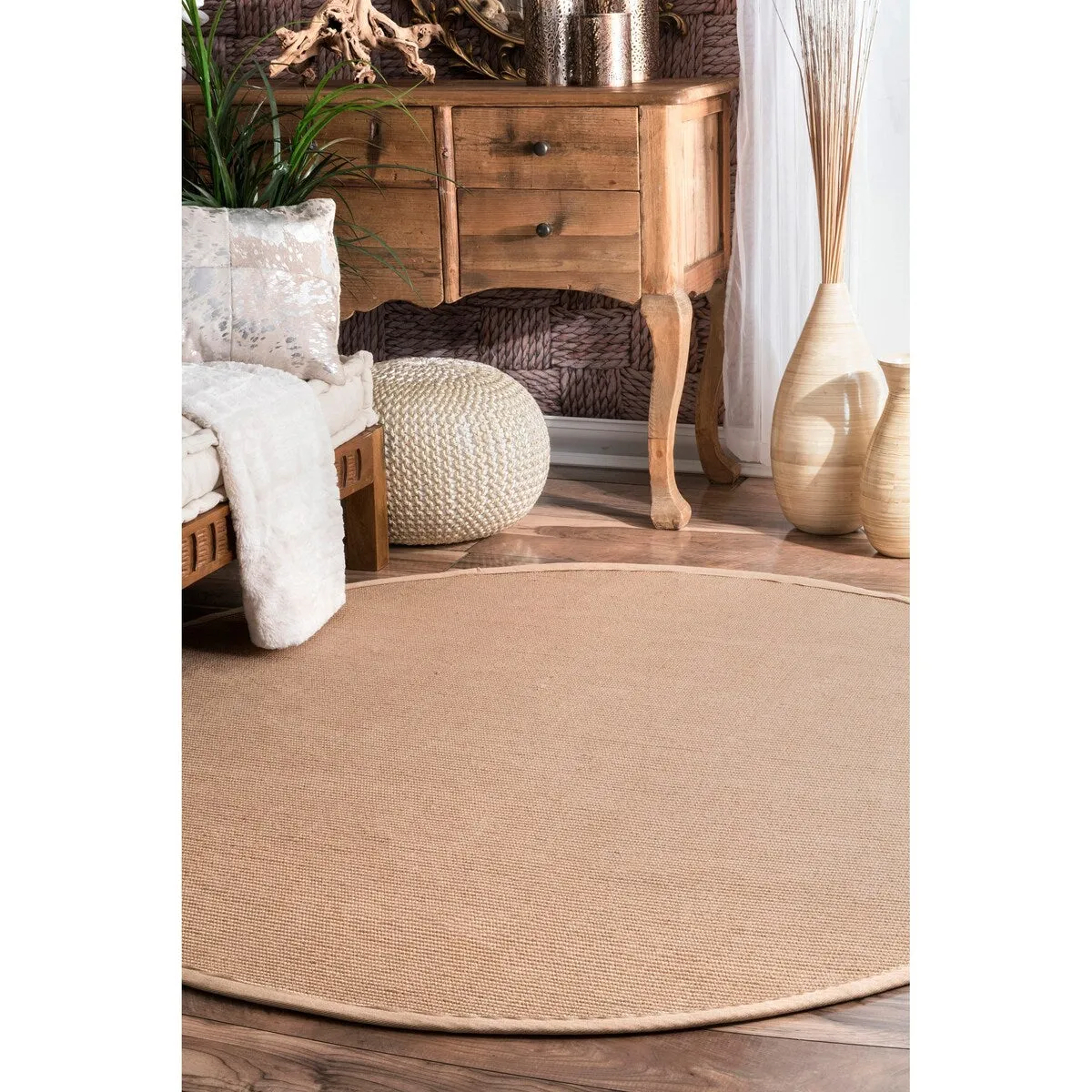 Nuloom Handmade Alexa Cotton-bordered Jute Rug