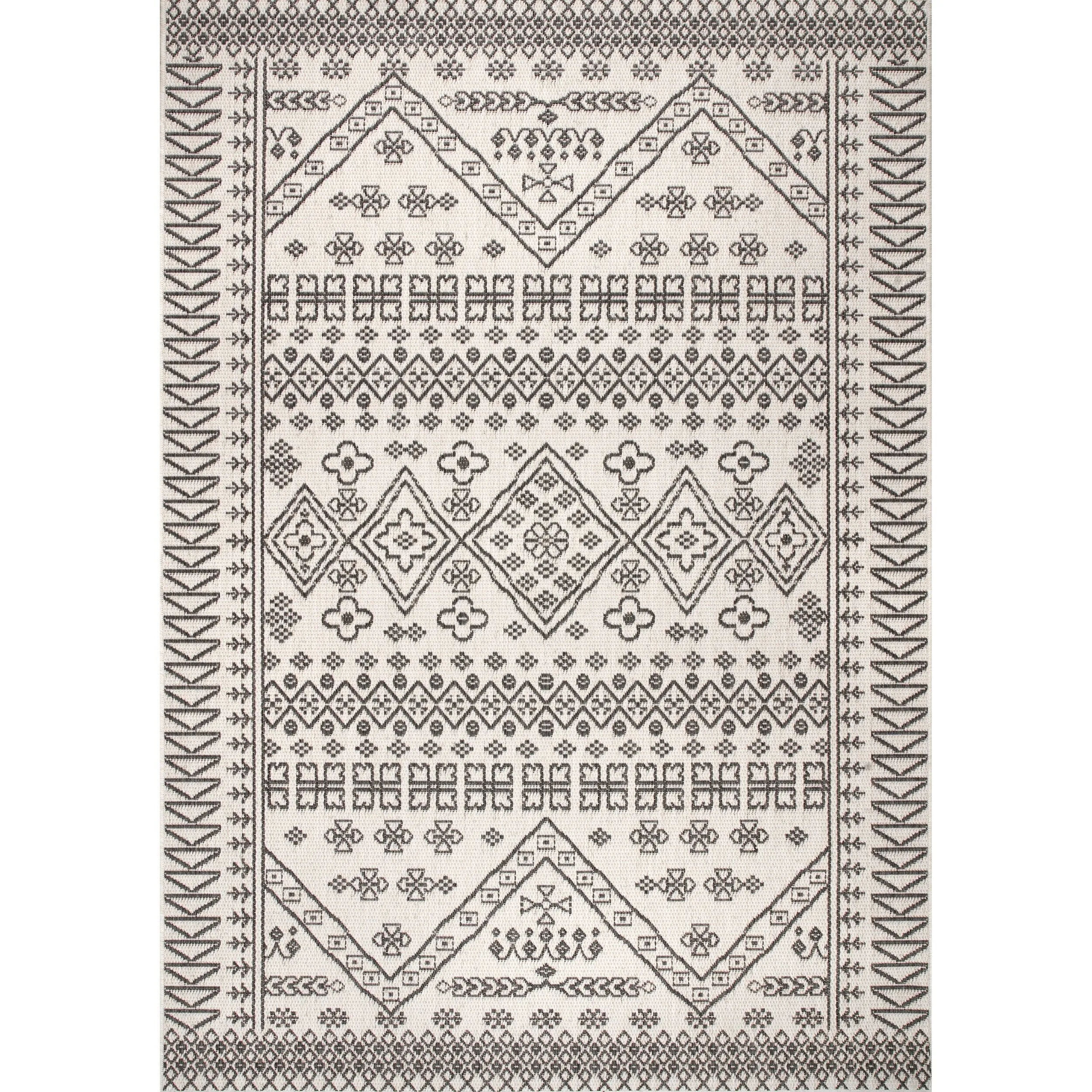 Nuloom Indoor/Outdoor Tribal Inspired Floral Diamonds Area Rug