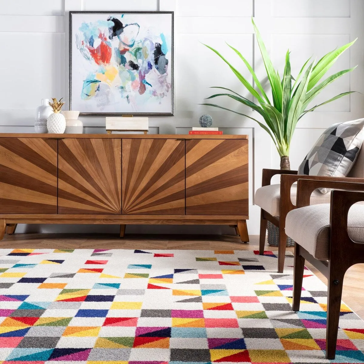 Nuloom Modern Abstract Triangle Mosaic Multicolor Area Rug