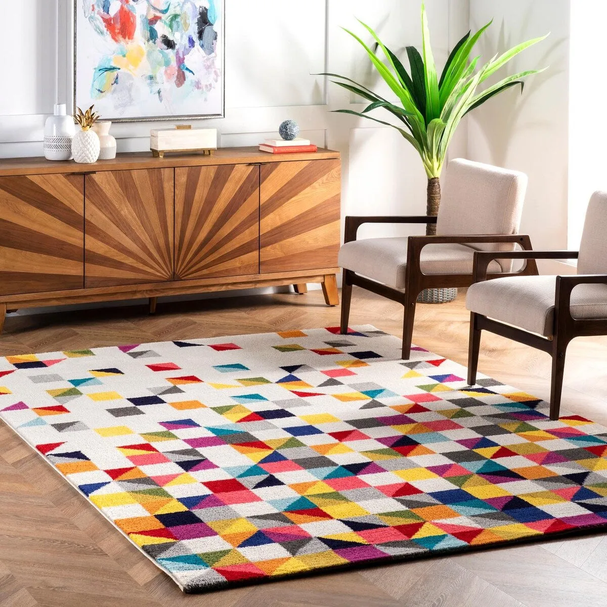 Nuloom Modern Abstract Triangle Mosaic Multicolor Area Rug