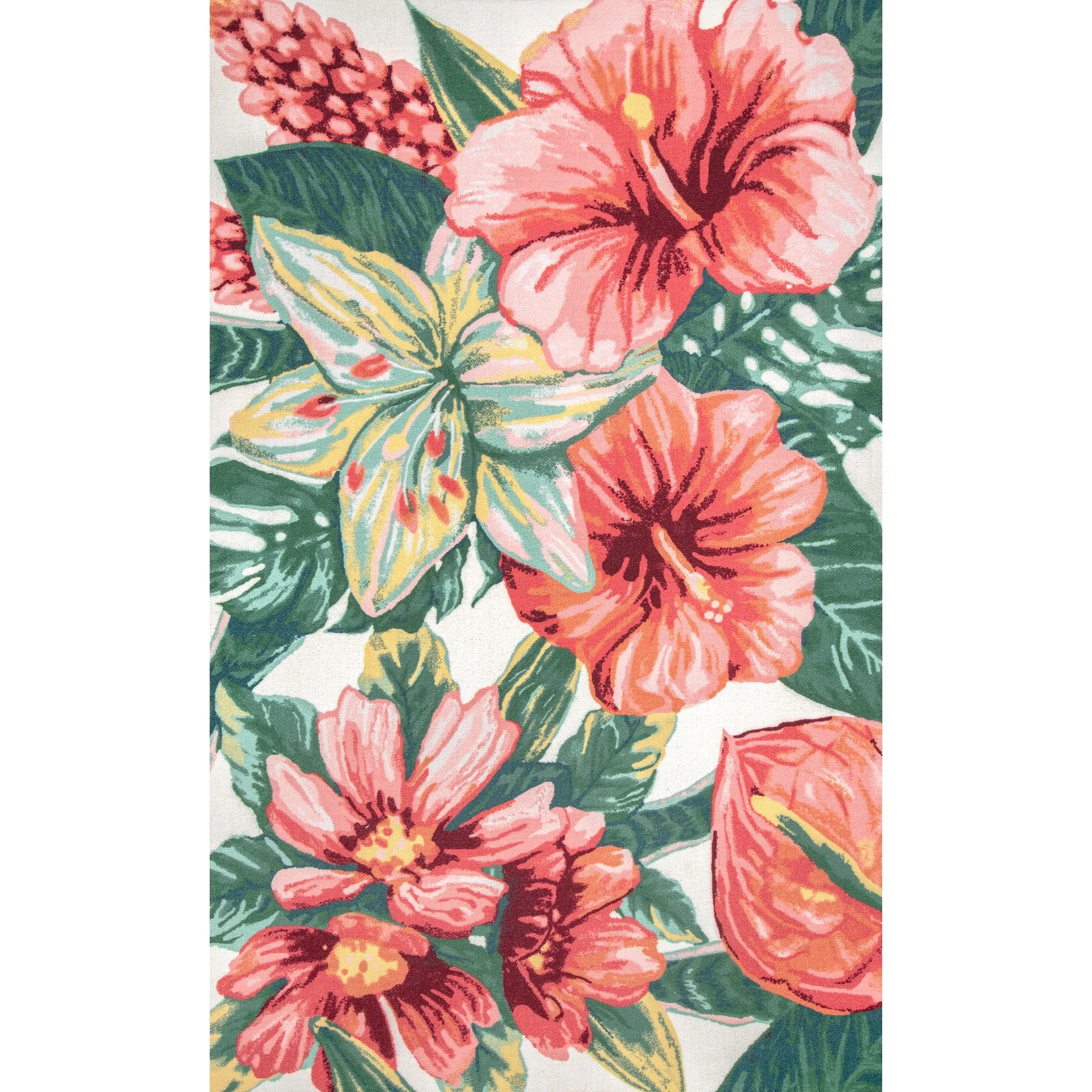 Nuloom Multi Indoor/Outdoor Contemporary Tropical Majestic Lush Hibiscus Area Rug