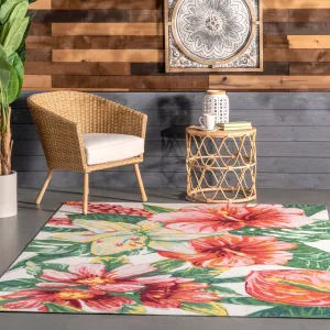 Nuloom Multi Indoor/Outdoor Contemporary Tropical Majestic Lush Hibiscus Area Rug