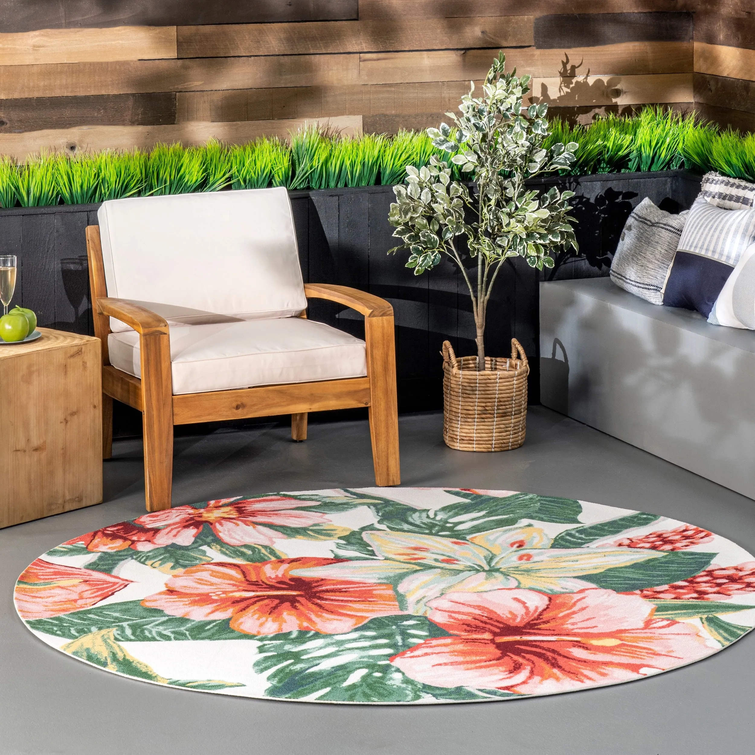 Nuloom Multi Indoor/Outdoor Contemporary Tropical Majestic Lush Hibiscus Area Rug