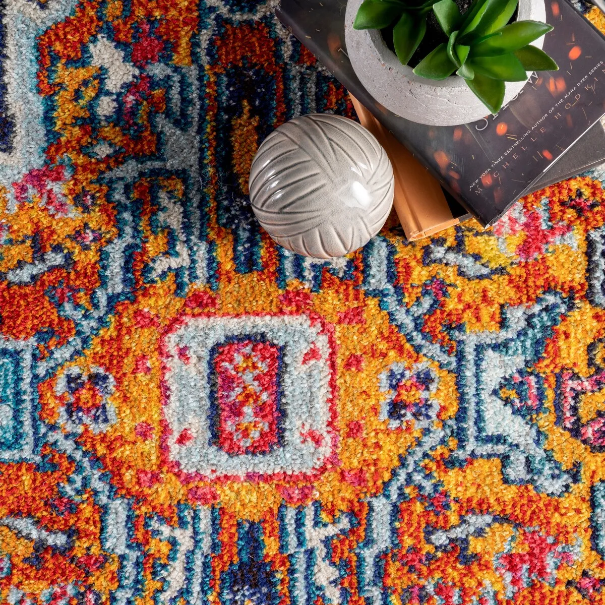 Nuloom Pink Traditional Shimmering Tribal Medallion Area Rug