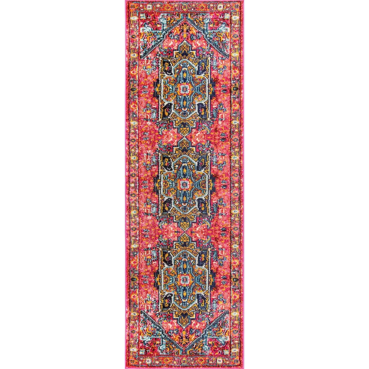 Nuloom Pink Traditional Shimmering Tribal Medallion Area Rug