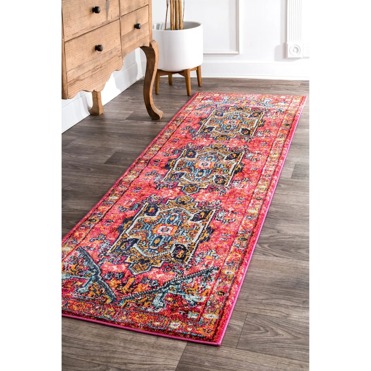 Nuloom Pink Traditional Shimmering Tribal Medallion Area Rug