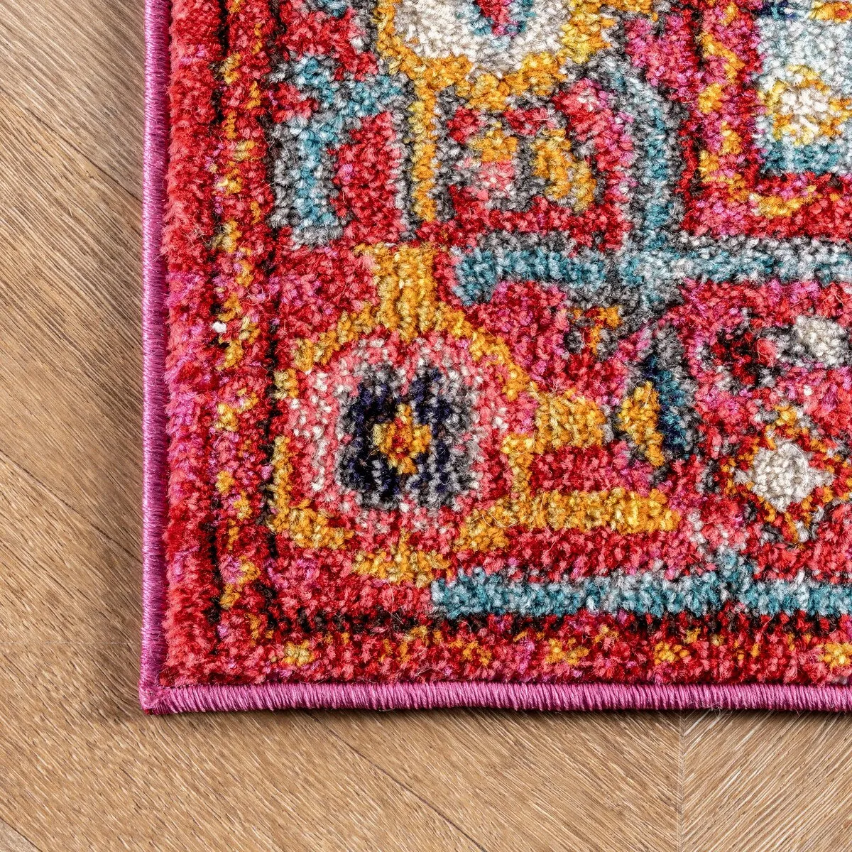 Nuloom Pink Traditional Shimmering Tribal Medallion Area Rug