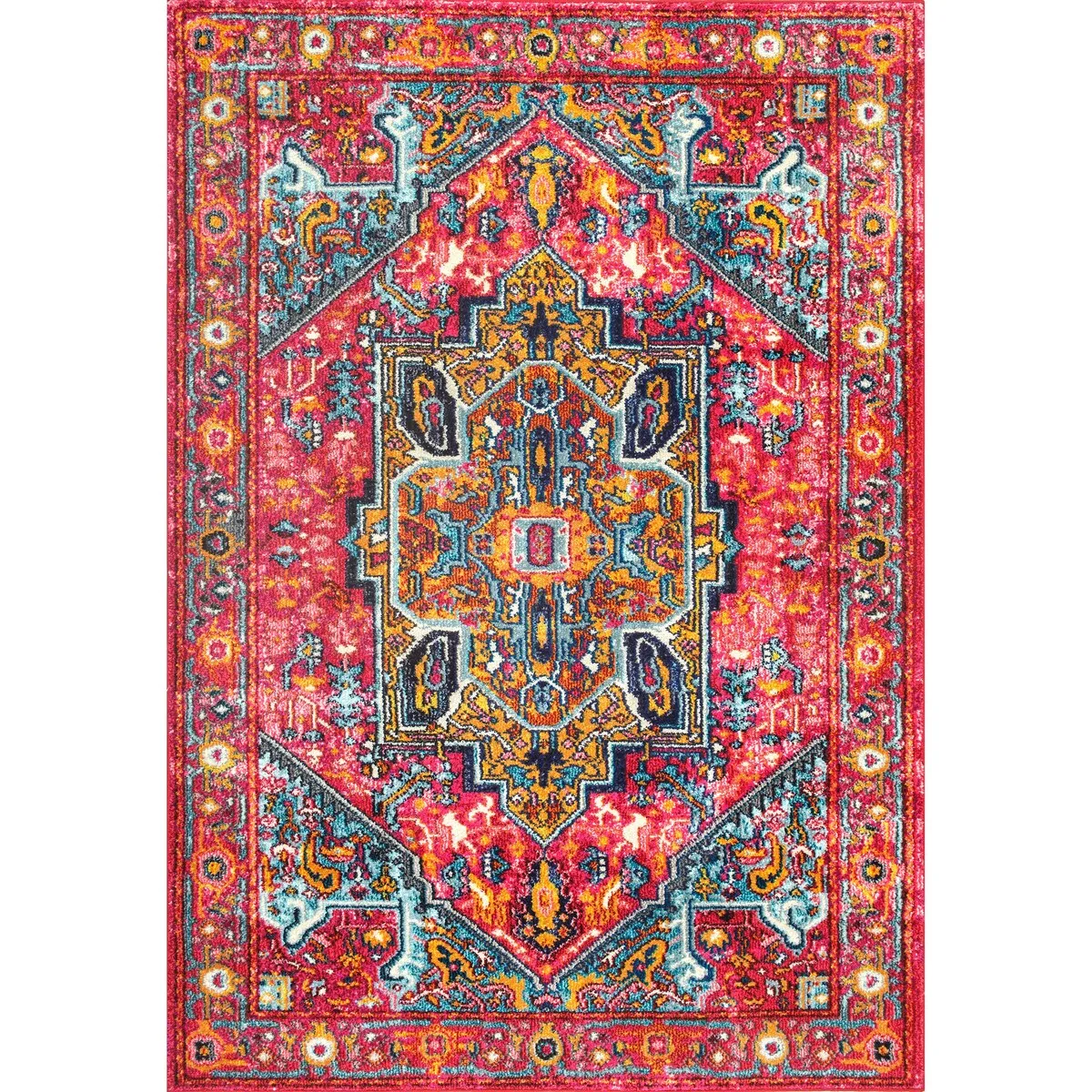 Nuloom Pink Traditional Shimmering Tribal Medallion Area Rug