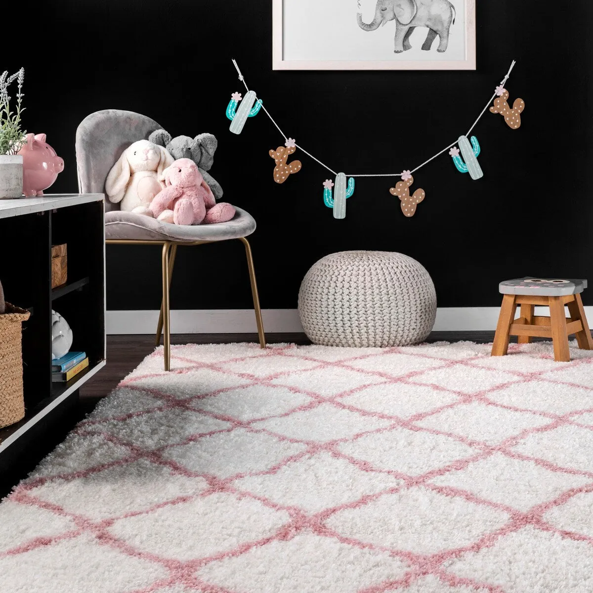 Nuloom Soft and Plush Cloudy Trellis Kids' Shag Area Rug