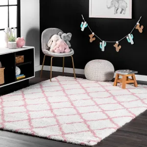 Nuloom Soft and Plush Cloudy Trellis Kids' Shag Area Rug