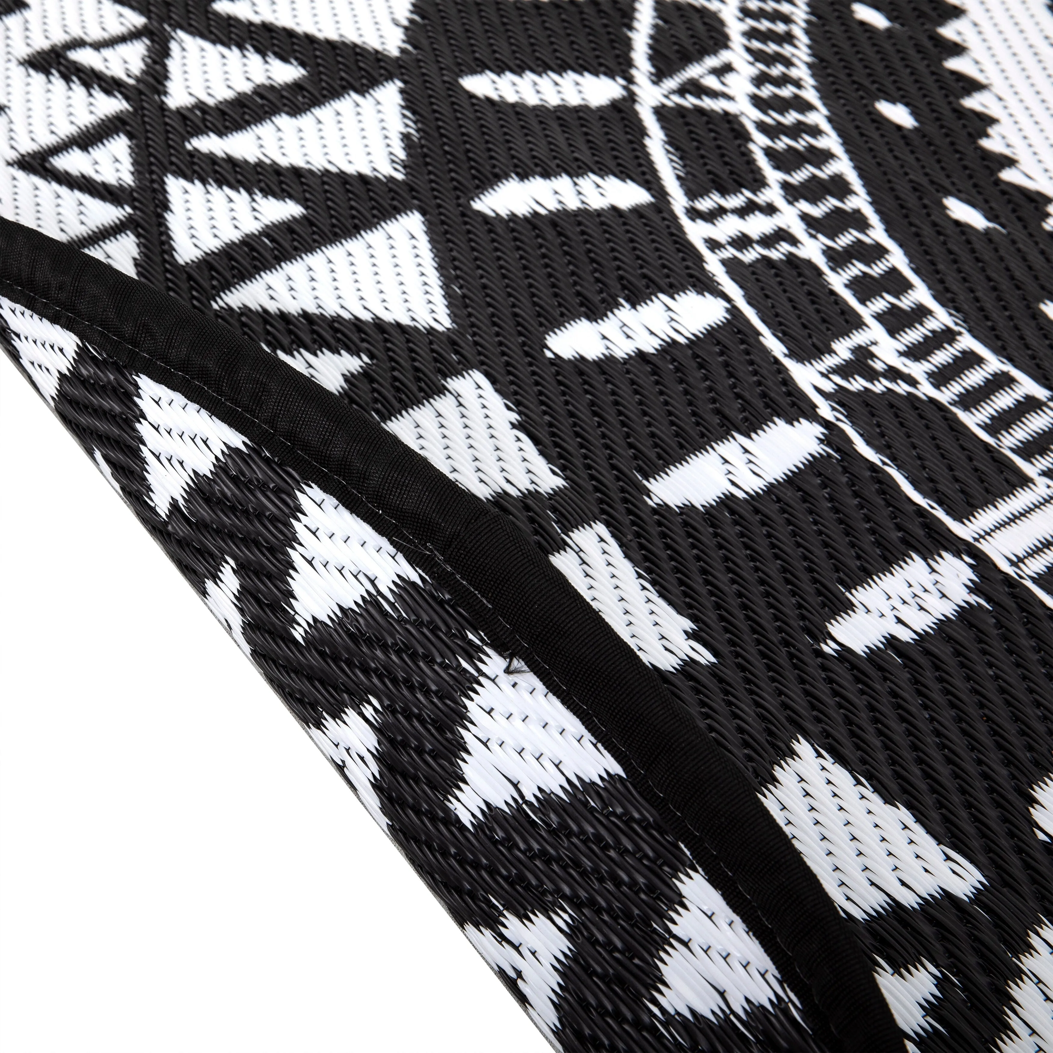 NUU GARDEN Black/ White Indoor/Outdoor Kaleidoscope Round Area Rug
