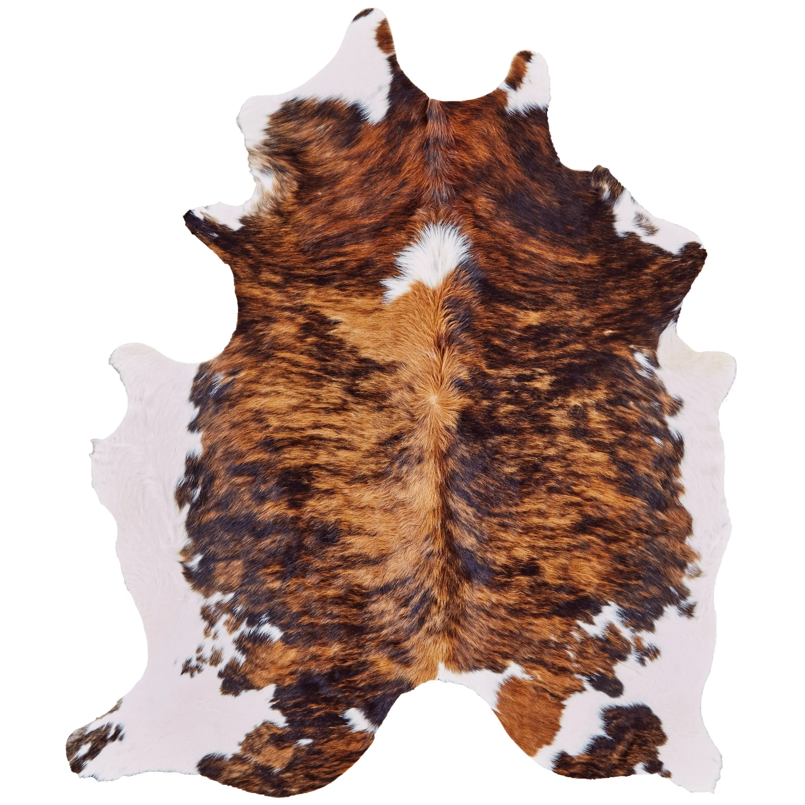 Oakdale Premium On-Hair Cowhide. Brindle Dark Brown. Small