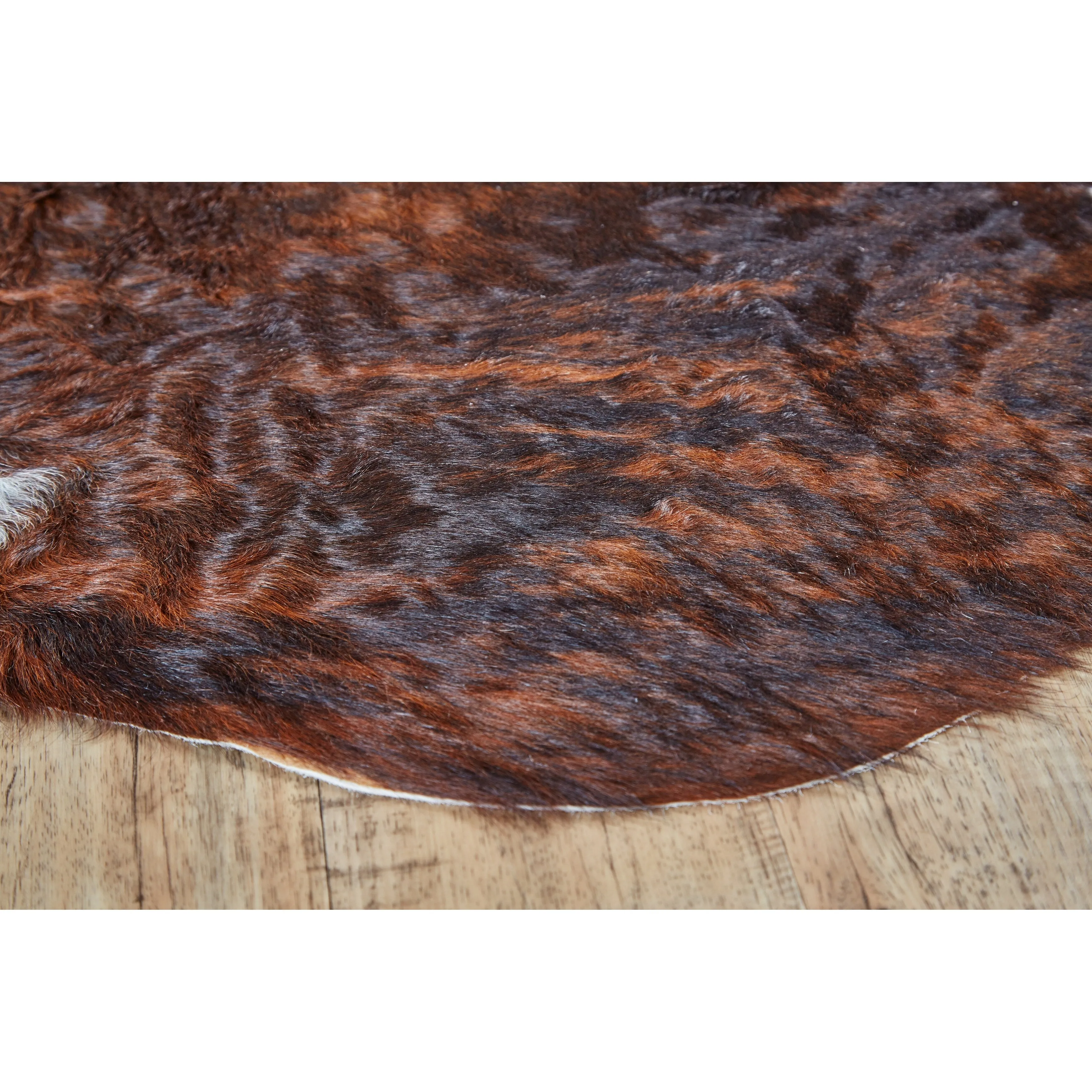 Oakdale Premium On-Hair Cowhide. Brindle Dark Brown. Small