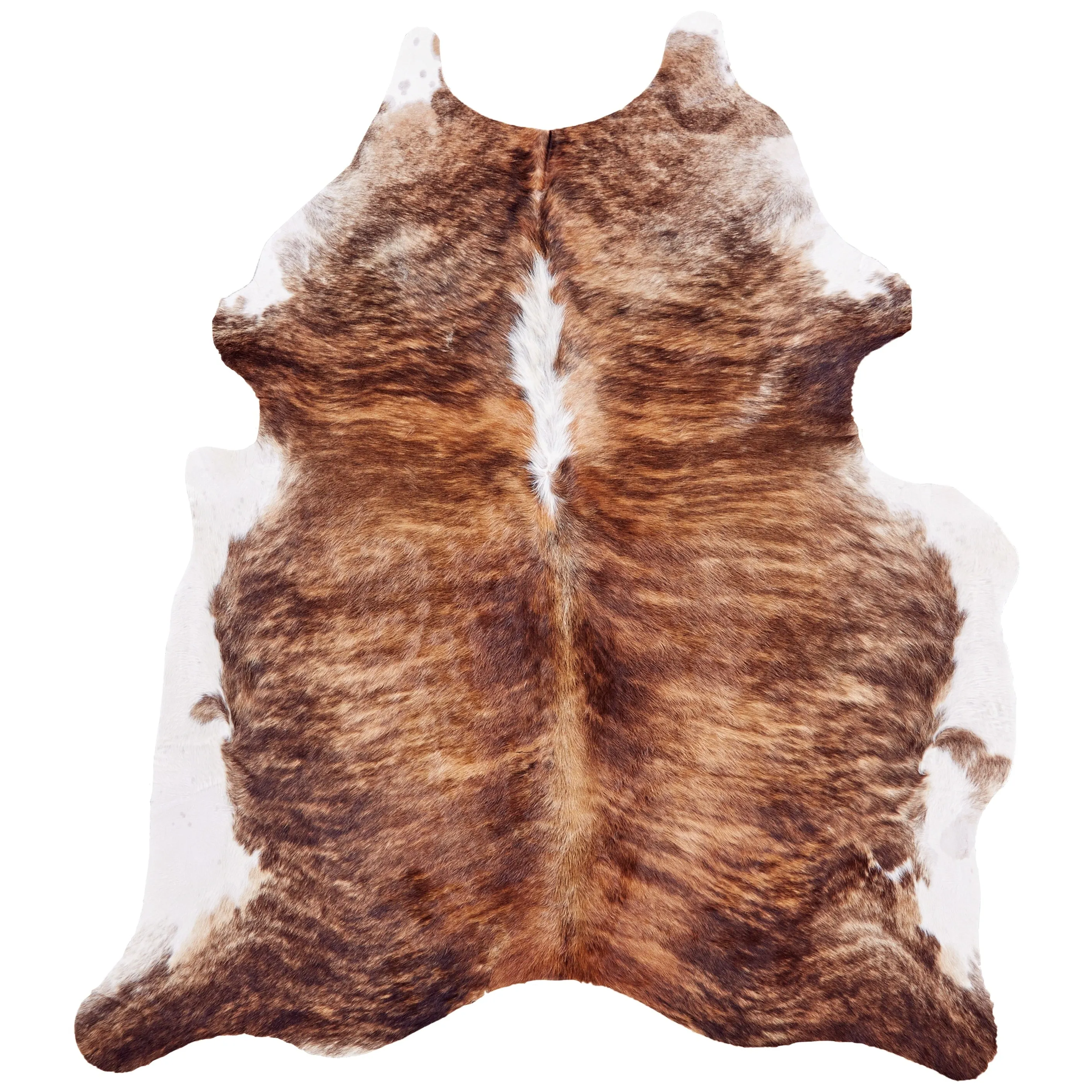 Oakdale Premium On-Hair Cowhide. Brindle Dark Brown. Small