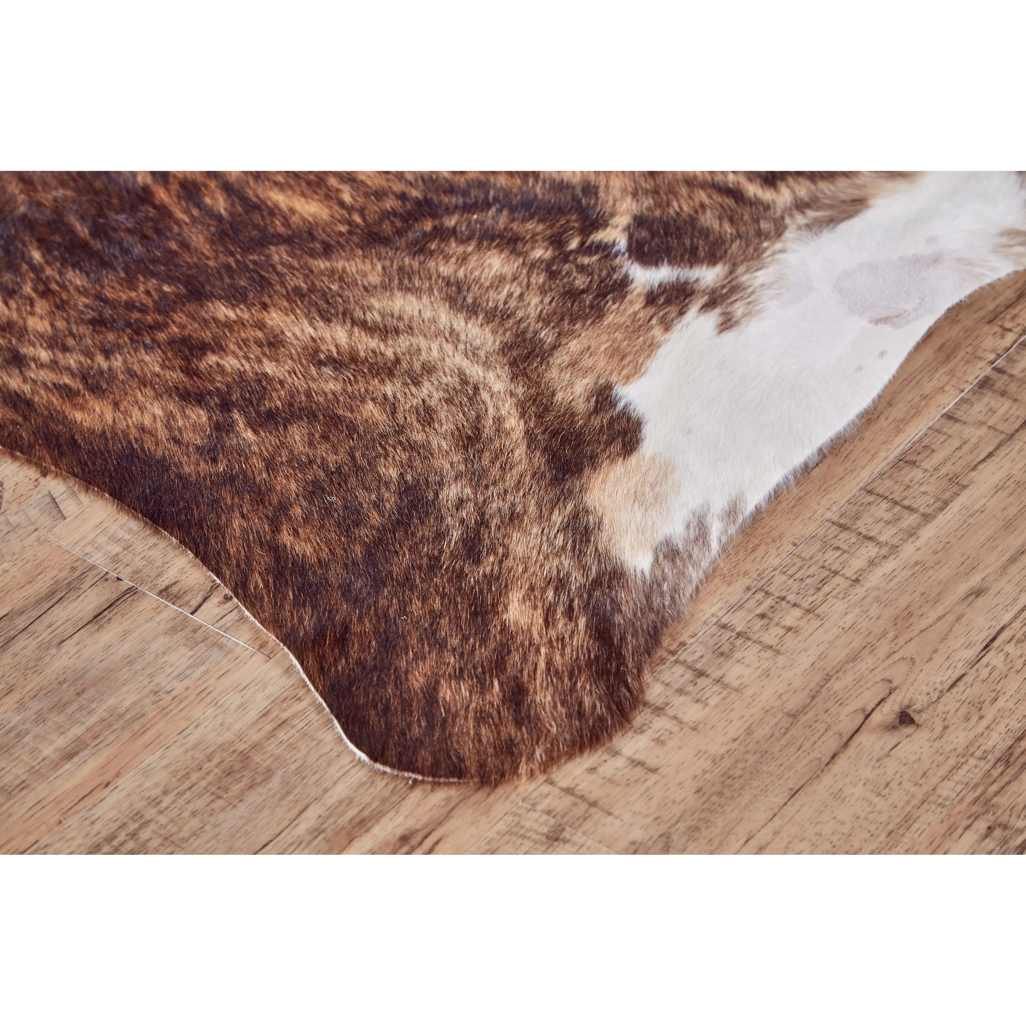 Oakdale Premium On-Hair Cowhide. Brindle Dark Brown. Small
