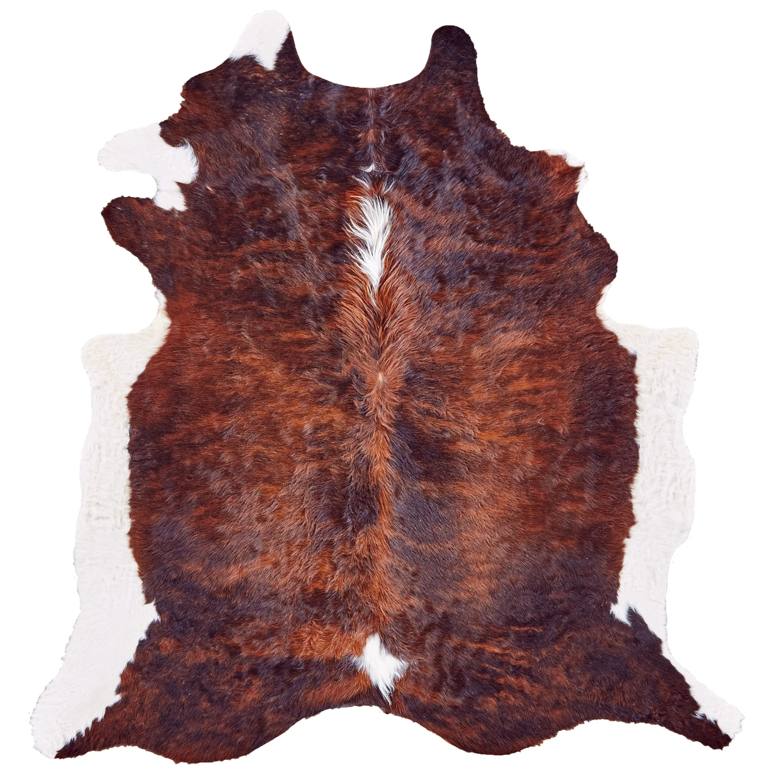 Oakdale Premium On-Hair Cowhide. Brindle Dark Brown. Small