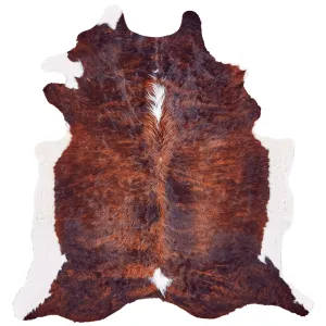 Oakdale Premium On-Hair Cowhide. Brindle Dark Brown. Small