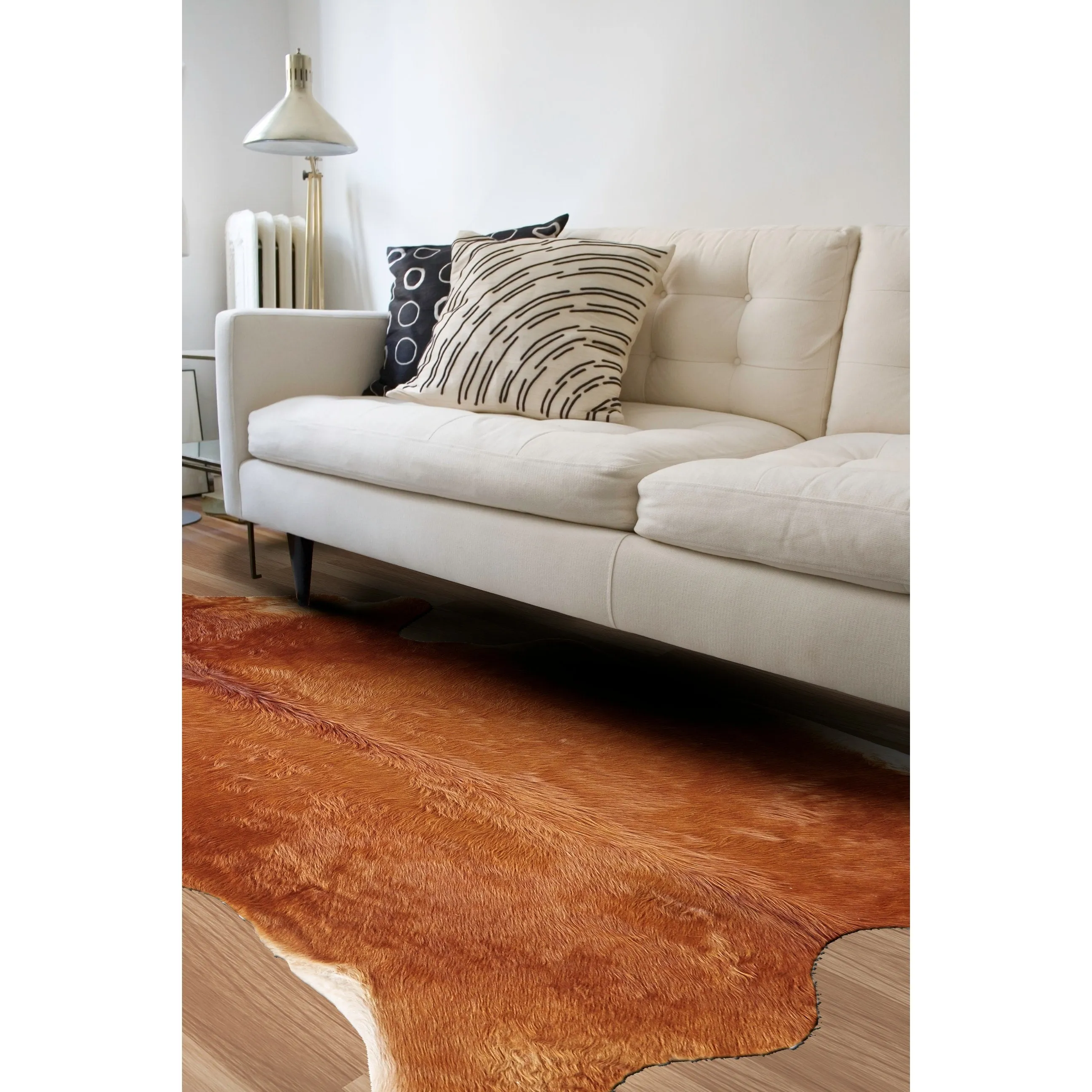Oakdale Premium On-Hair Cowhide. Brindle Dark Brown. Small