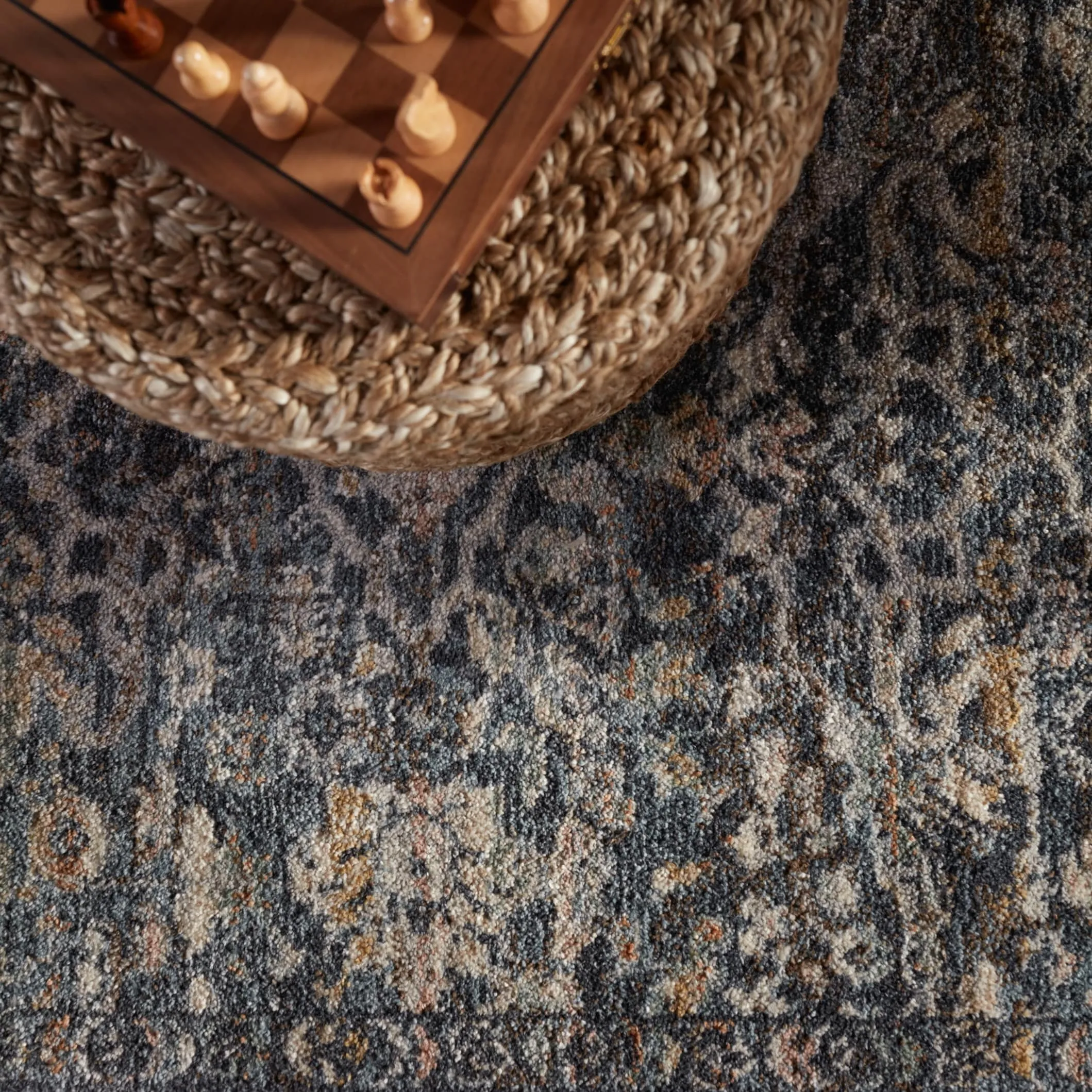 Odette Oriental Dark Blue/ Gray Area Rug
