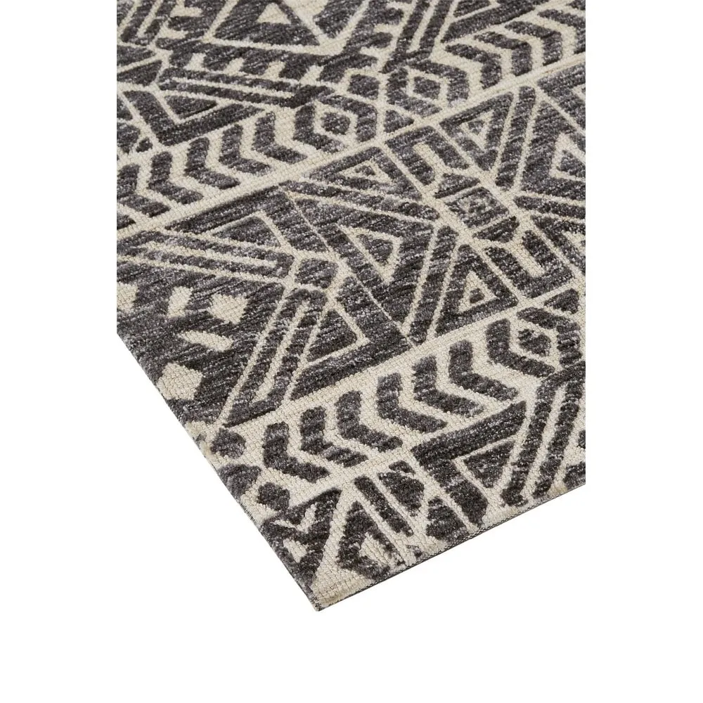 Oliena Modern Mid-Century Tribal Rug. Brown/Charcoal Gray