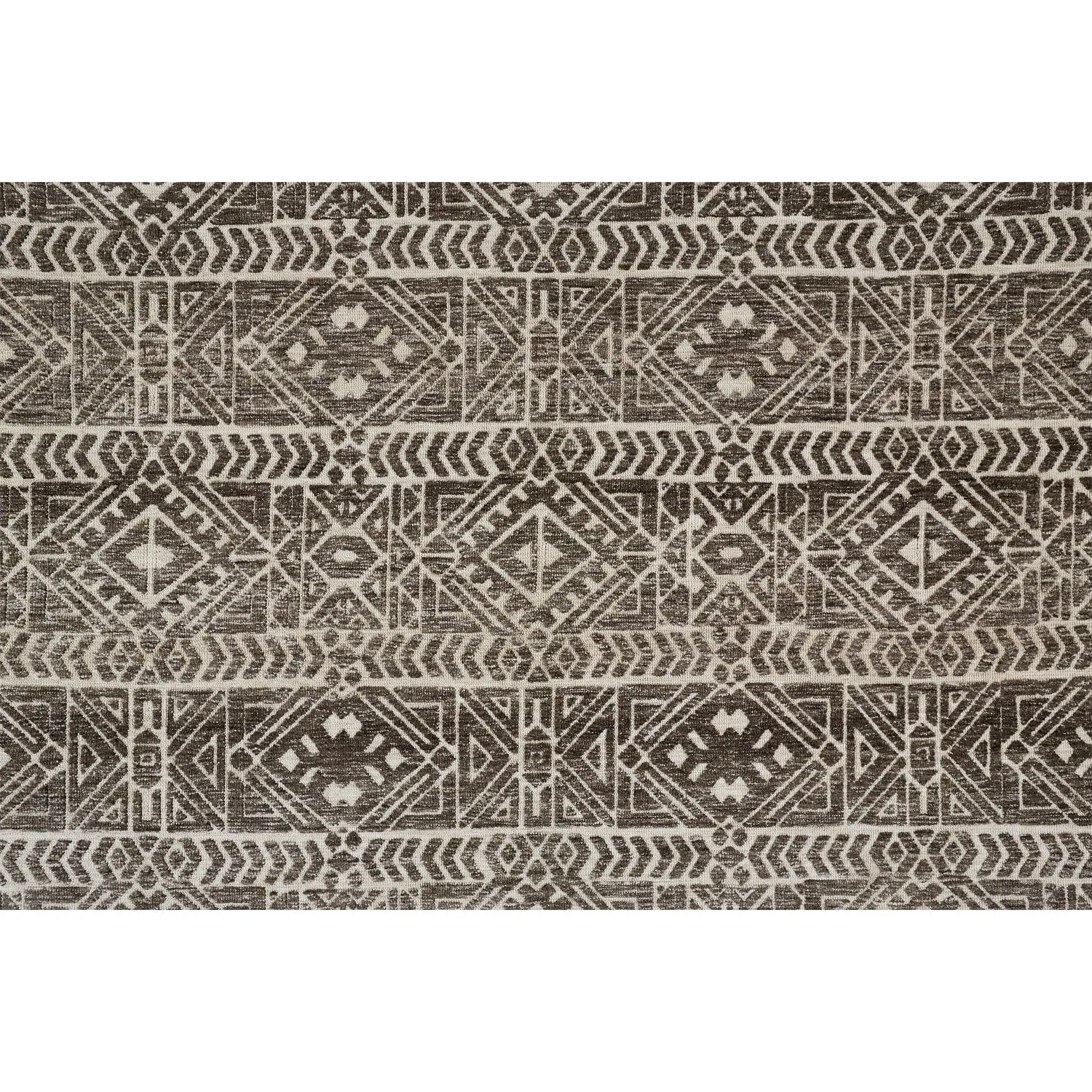 Oliena Modern Mid-Century Tribal Rug. Brown/Charcoal Gray