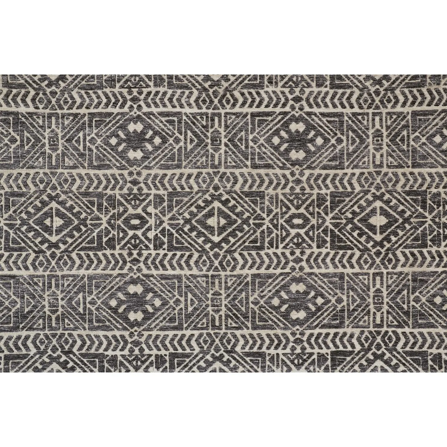 Oliena Modern Mid-Century Tribal Rug. Brown/Charcoal Gray