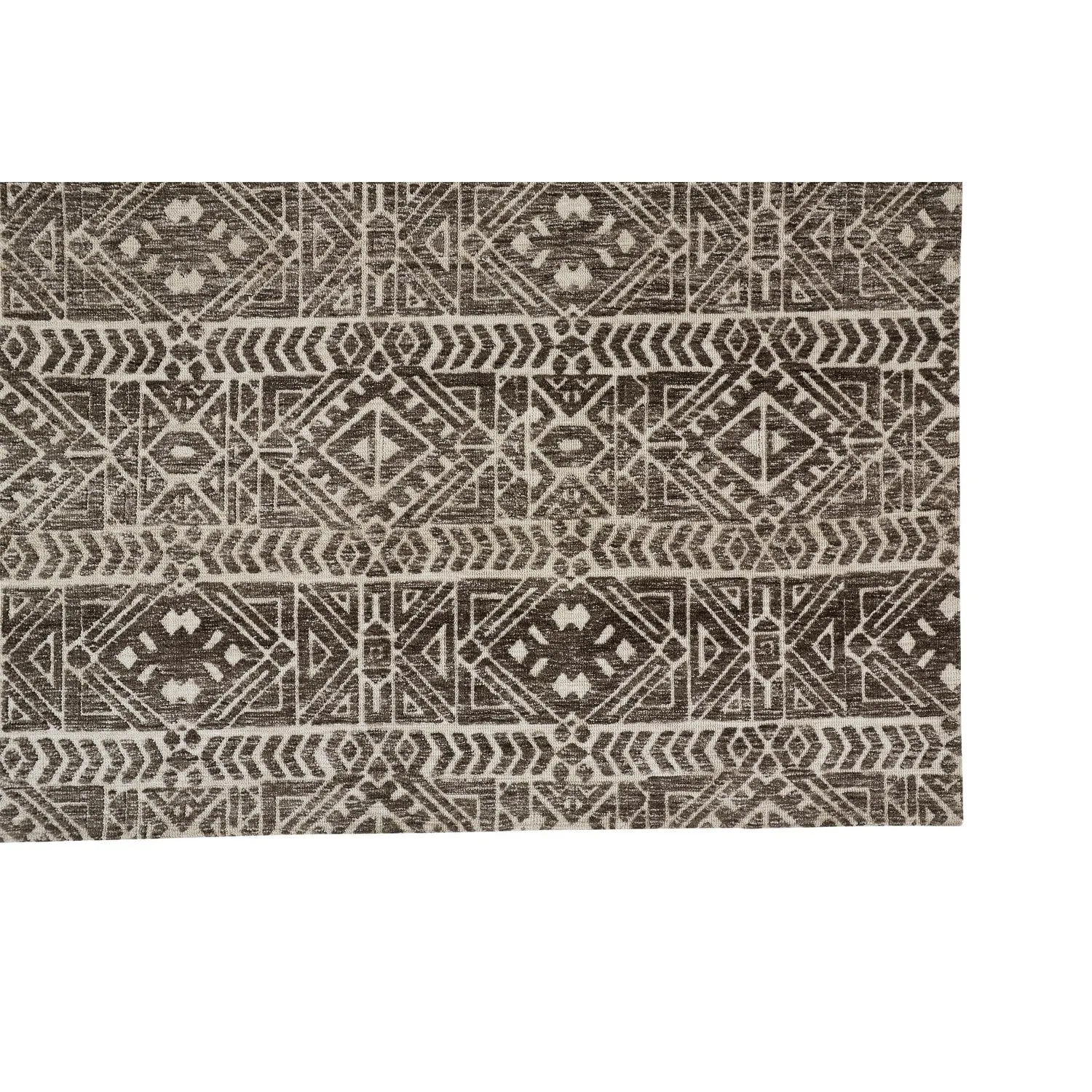 Oliena Modern Mid-Century Tribal Rug. Brown/Charcoal Gray