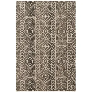 Oliena Modern Mid-Century Tribal Rug. Brown/Charcoal Gray
