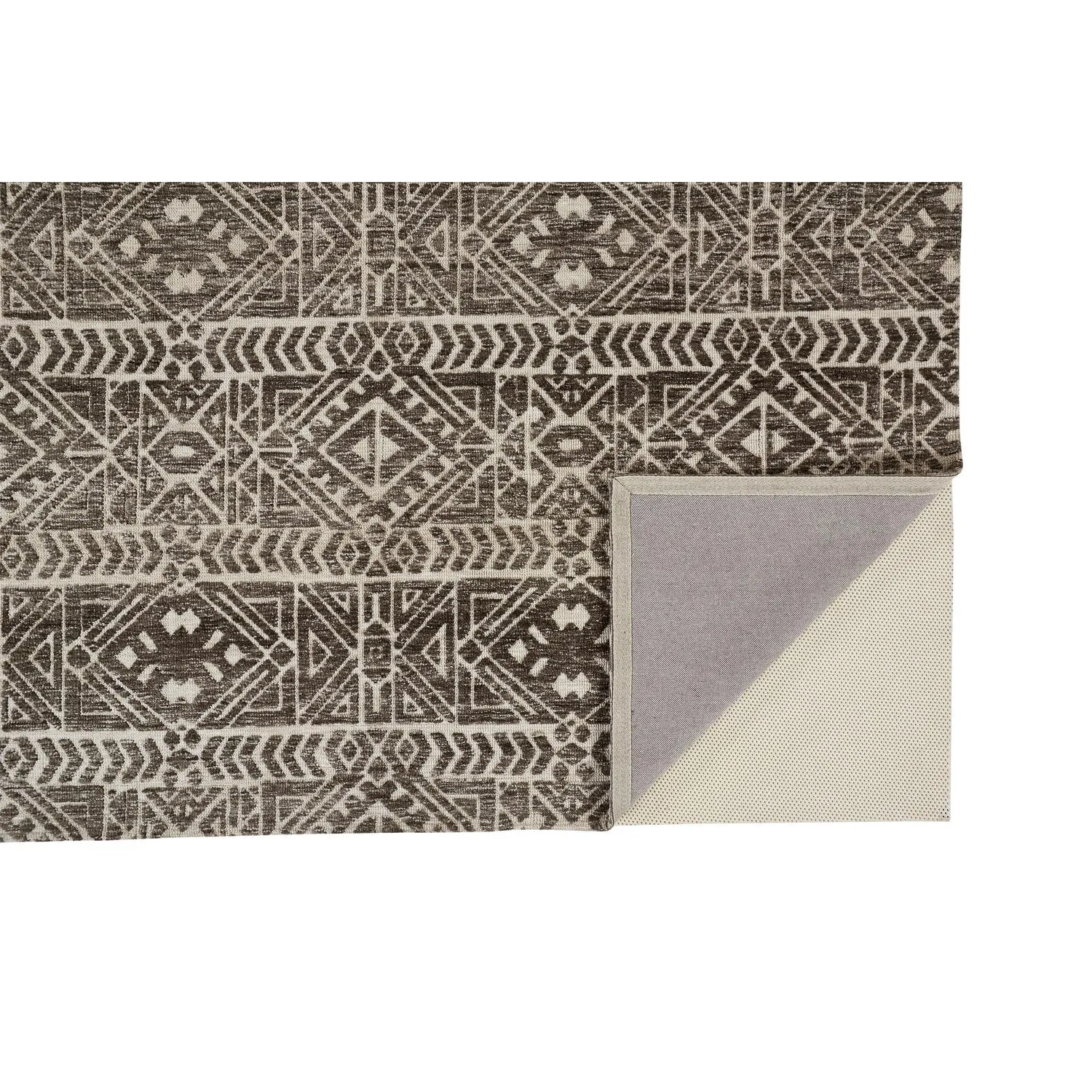 Oliena Modern Mid-Century Tribal Rug. Brown/Charcoal Gray