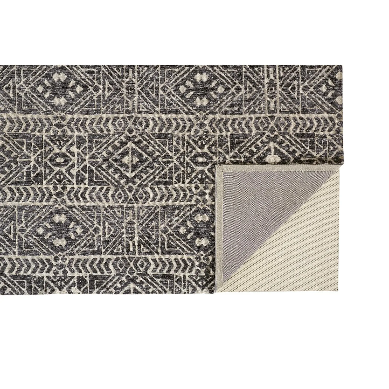 Oliena Modern Mid-Century Tribal Rug. Brown/Charcoal Gray