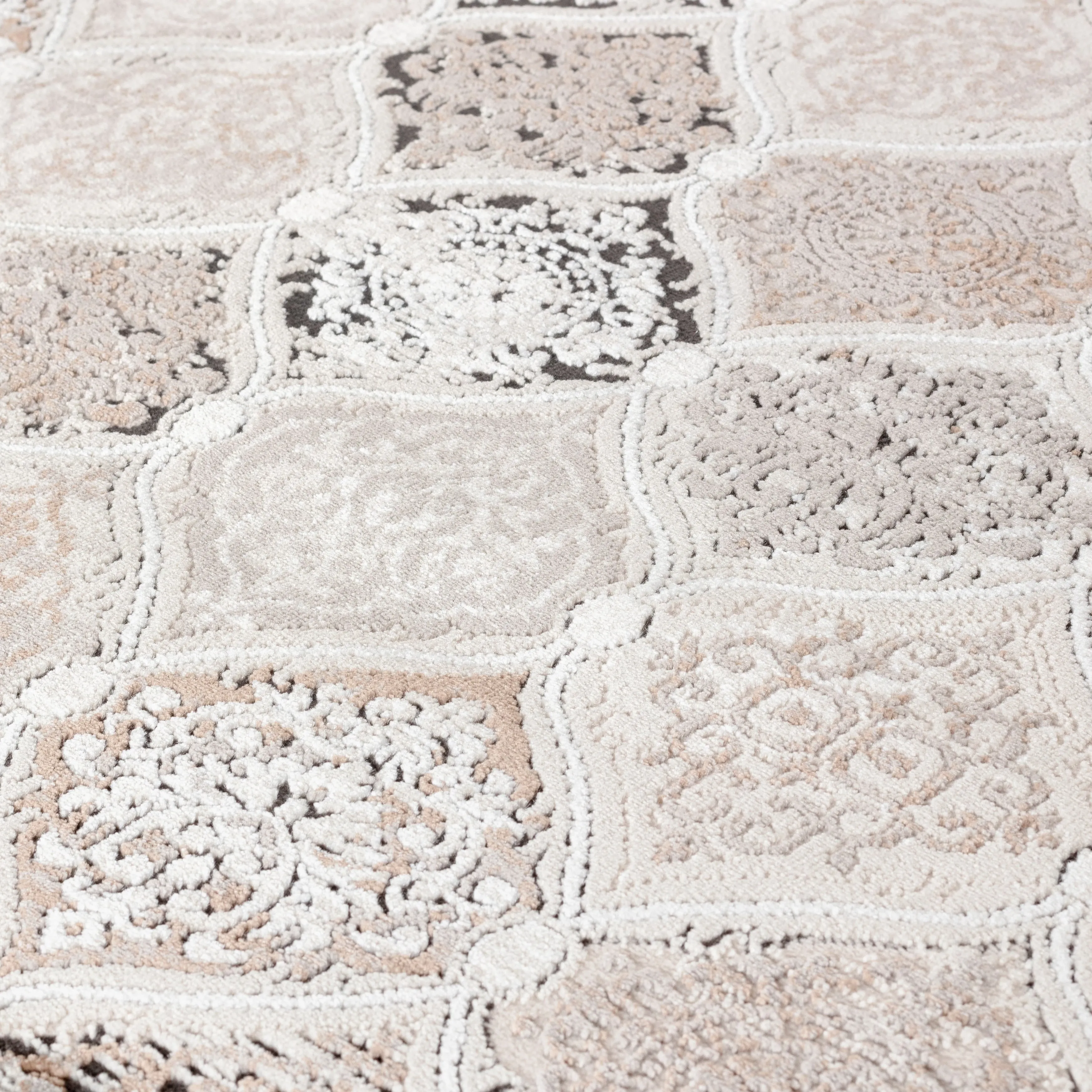 Omari Collection Grey/Blue Abstract Traditional Area Rug