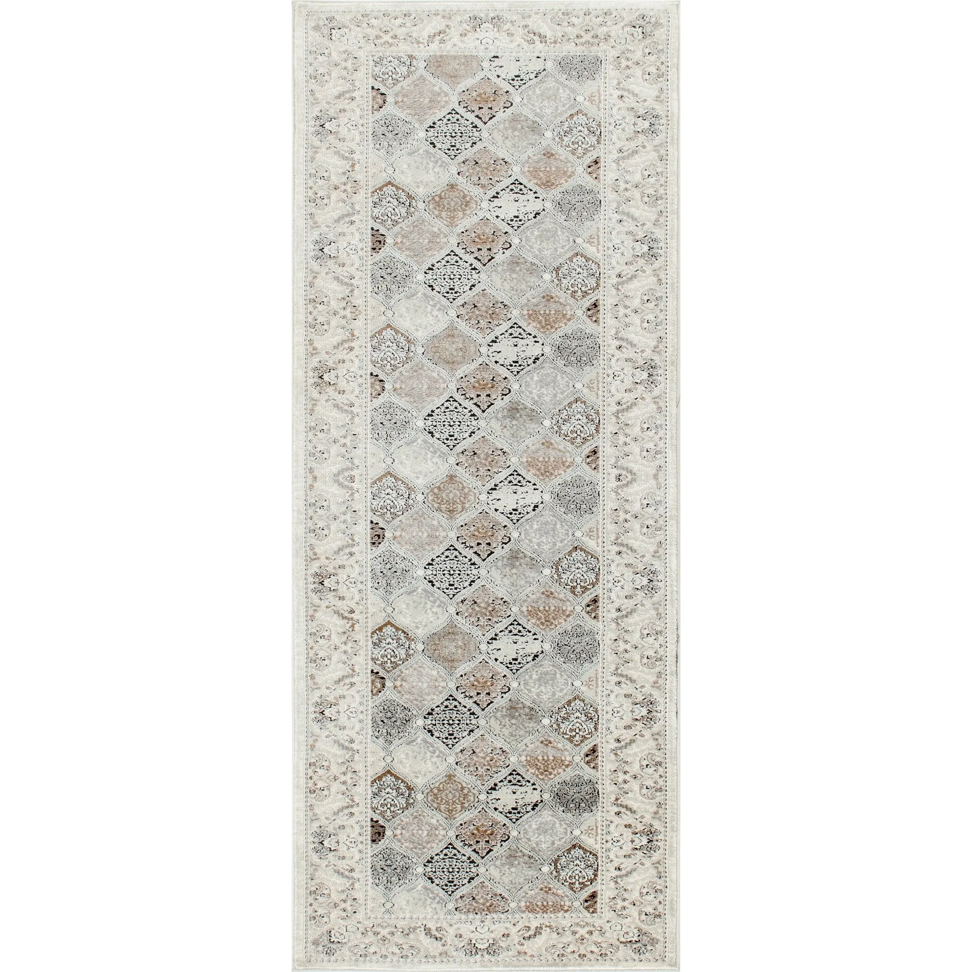 Omari Collection Grey/Blue Abstract Traditional Area Rug